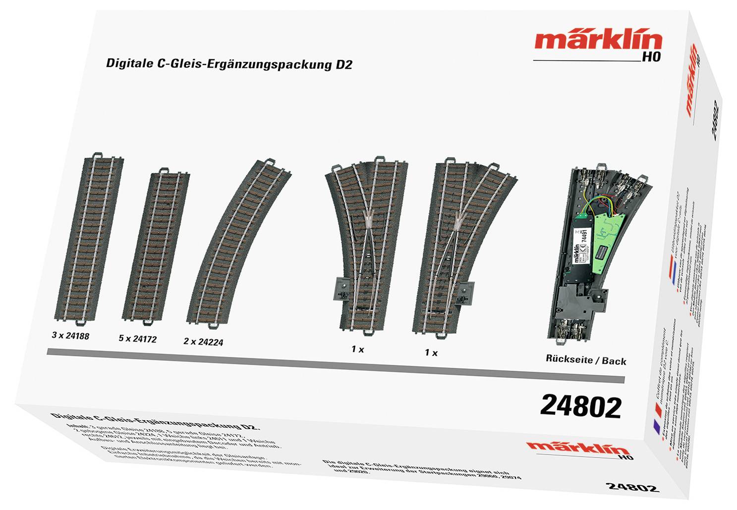 Märklin H0 C-Gleis (mit Bettung) 24802 Ergänzungs-Set Digital D2