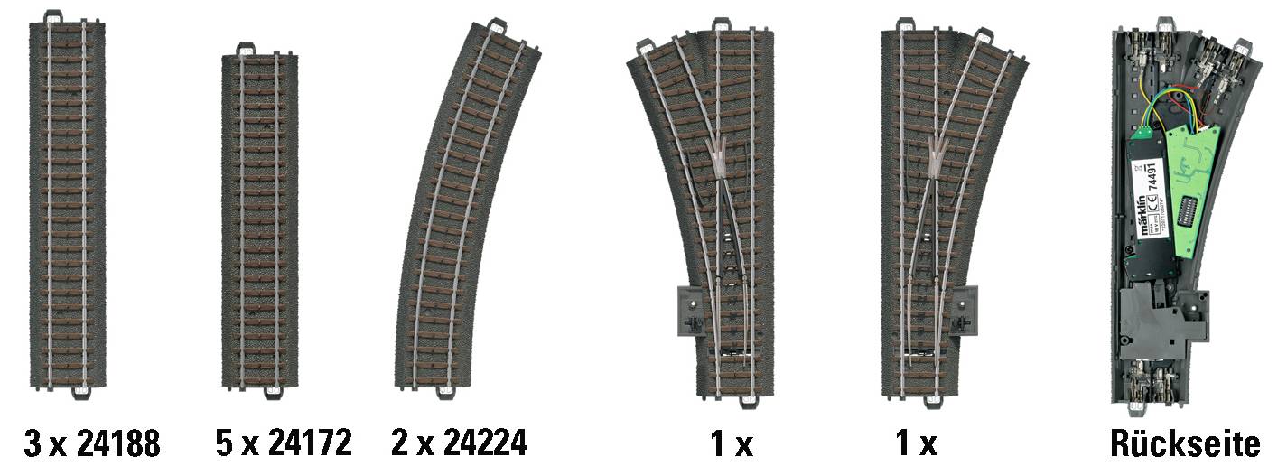Märklin H0 C-Gleis (mit Bettung) 24802 Ergänzungs-Set Digital D2