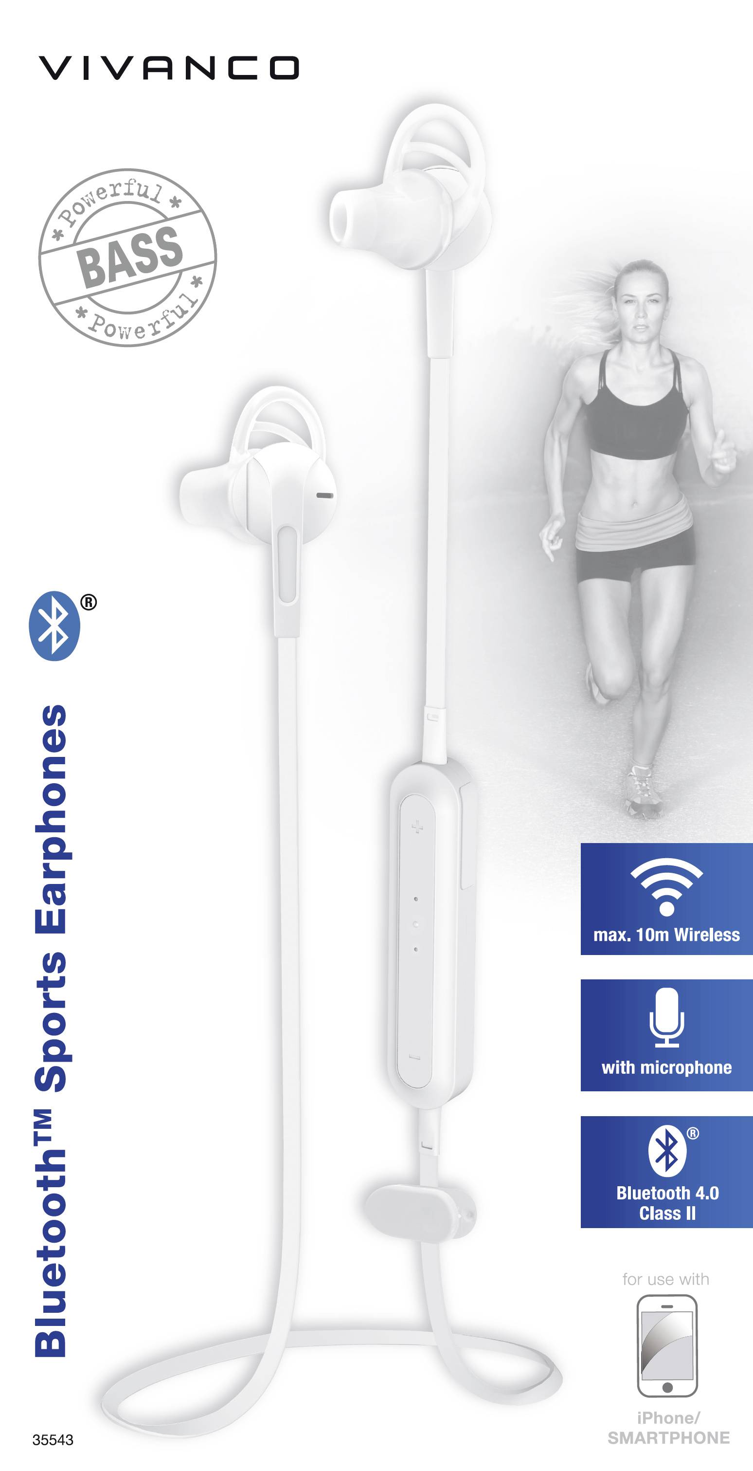 Vivanco Sport Air 4 In Ear Kopfhörer Bluetooth® Weiß Headset Sport