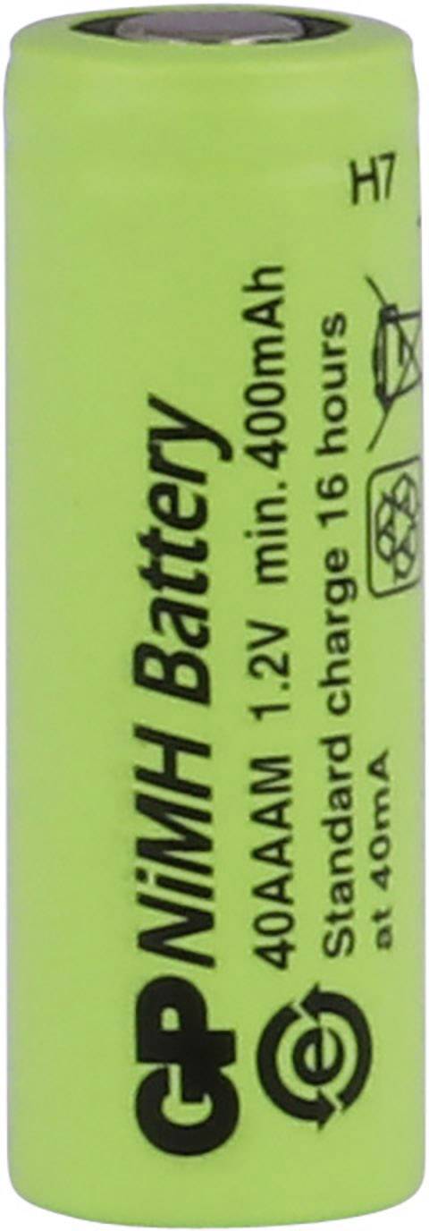 Grüne NiMH-Batterie, 400mAh, 1,2V. Standardladezeit 16 Stunden.