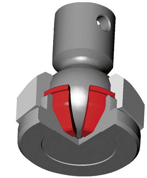 3D-Darstellung eines mechanischen Bauteils mit roter Markierung; zeigt eine spezielle Kupplungskomponente mit zylindrischen Elementen.