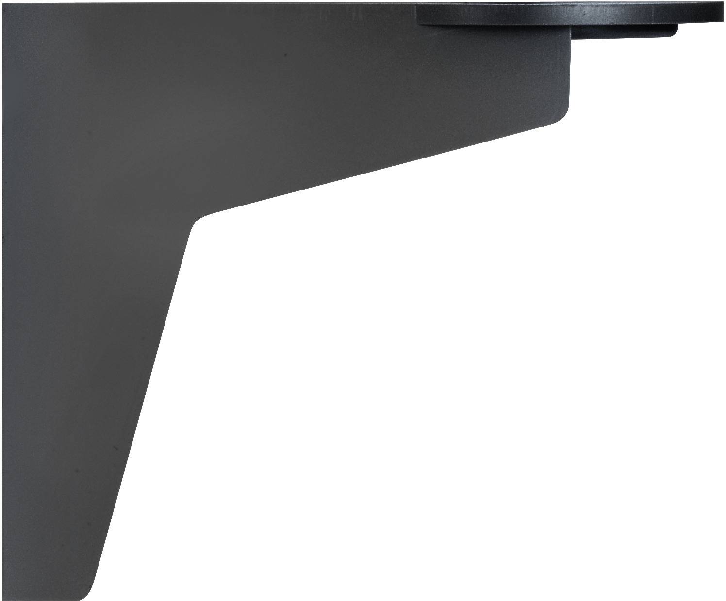 Eine schwarze, geometrische Figur, die wie eine L-förmige Ecke aussieht, auf weißem Hintergrund.