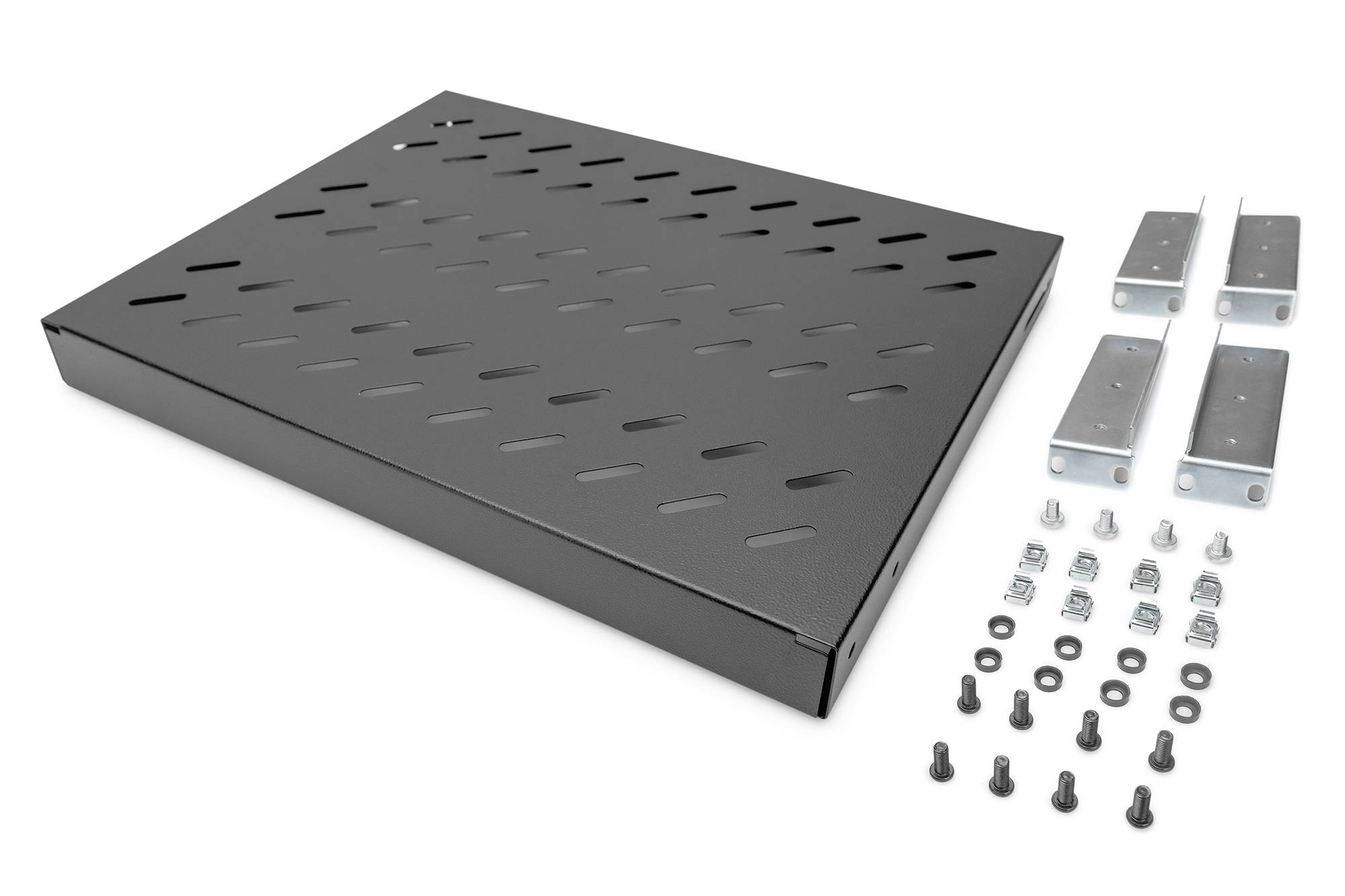 Digitus DN-97645 19 Zoll Netzwerkschrank-Geräteboden 1 HE variable Befestigungsschienen Geeignet für Schranktiefe: 600 mm Schwarz