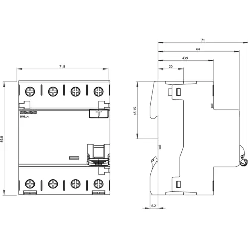 Siemens 5SV33446KL FI-Schutzschalter A 4polig 40A 0.03A 400V Siemens 5SV33446KL FI-Schutzschalter A 4polig 40A 0.03A 400V