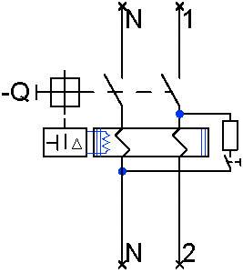 Hydraulikschaltplan: Zweiwegeventil mit Symbolen für Pumpe (-Q), Zylinder (H1), und Anschlüssen N1, N2. Pfeile zeigen Flussrichtung.