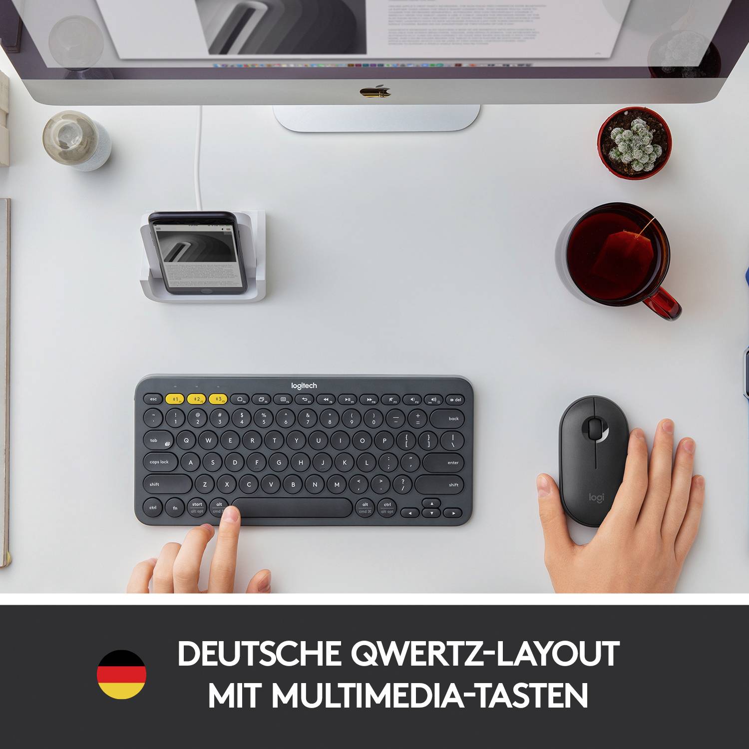 Logitech K380 Multi-Device Bluetooth® Keyboard Bluetooth® Tastatur Deutsch, QWERTZ Dunkelgrau