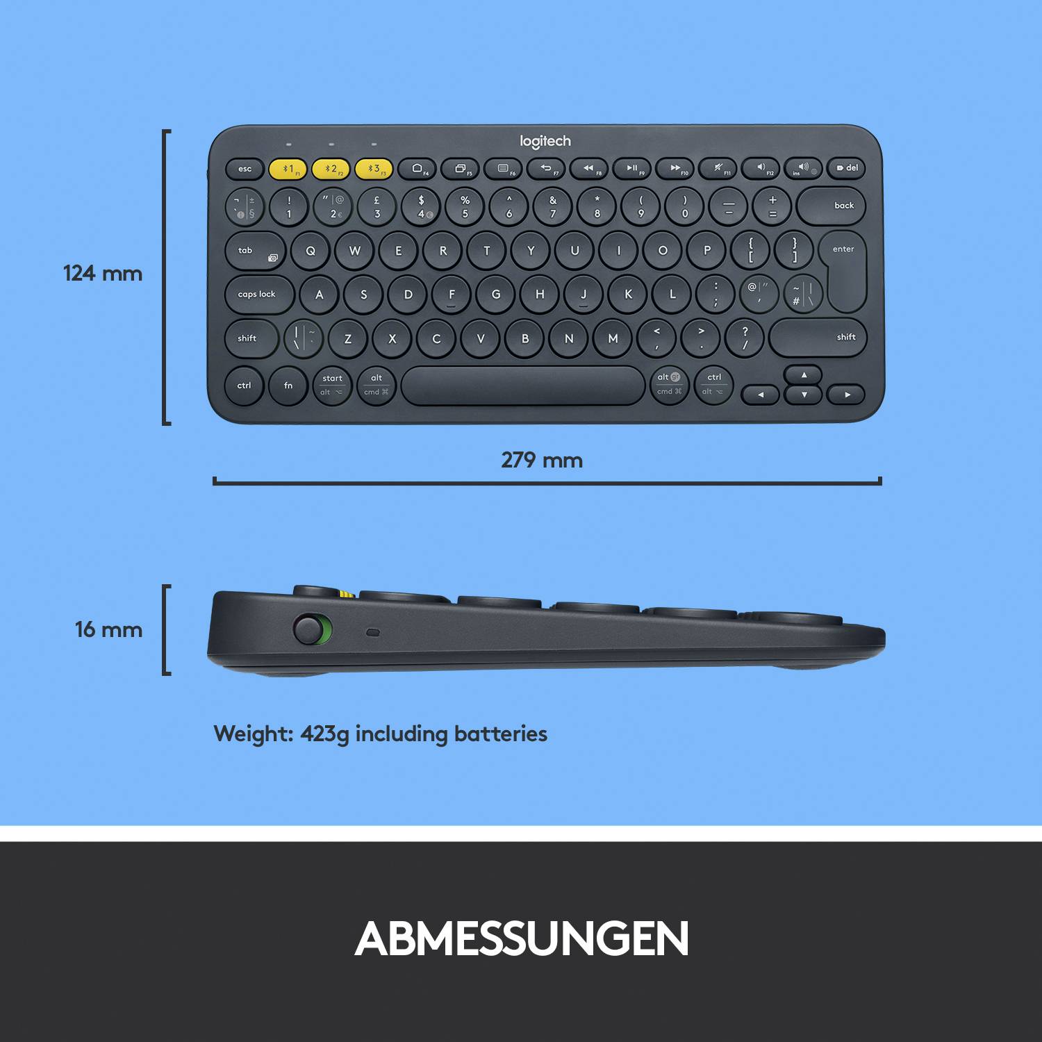 Logitech K380 Multi-Device Bluetooth® Keyboard Bluetooth® Tastatur Deutsch, QWERTZ Dunkelgrau
