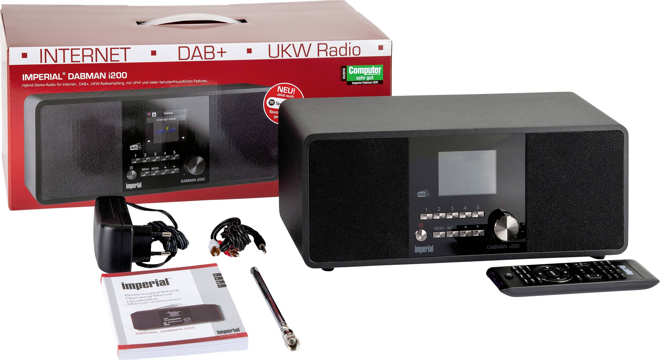 Imperial Dabman i200 Internet Tischradio DAB+, UKW, Internet AUX, USB, DLNA, LAN, Internetradio Schwarz