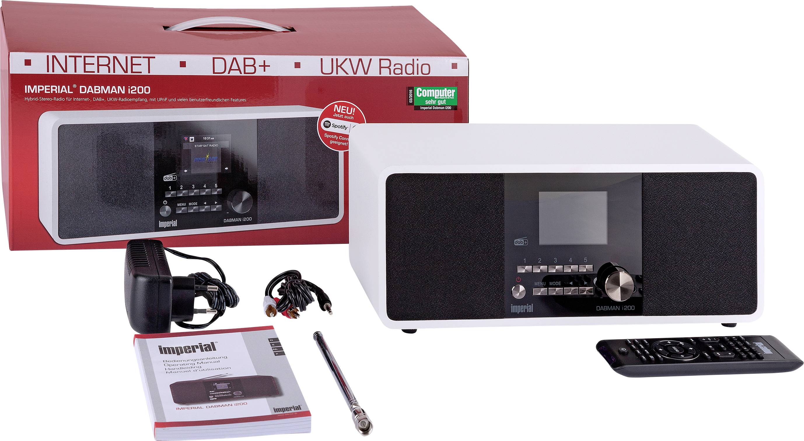 Imperial Dabman i200 Internet Tischradio DAB+, UKW, Internet AUX, USB, Internetradio Weiß