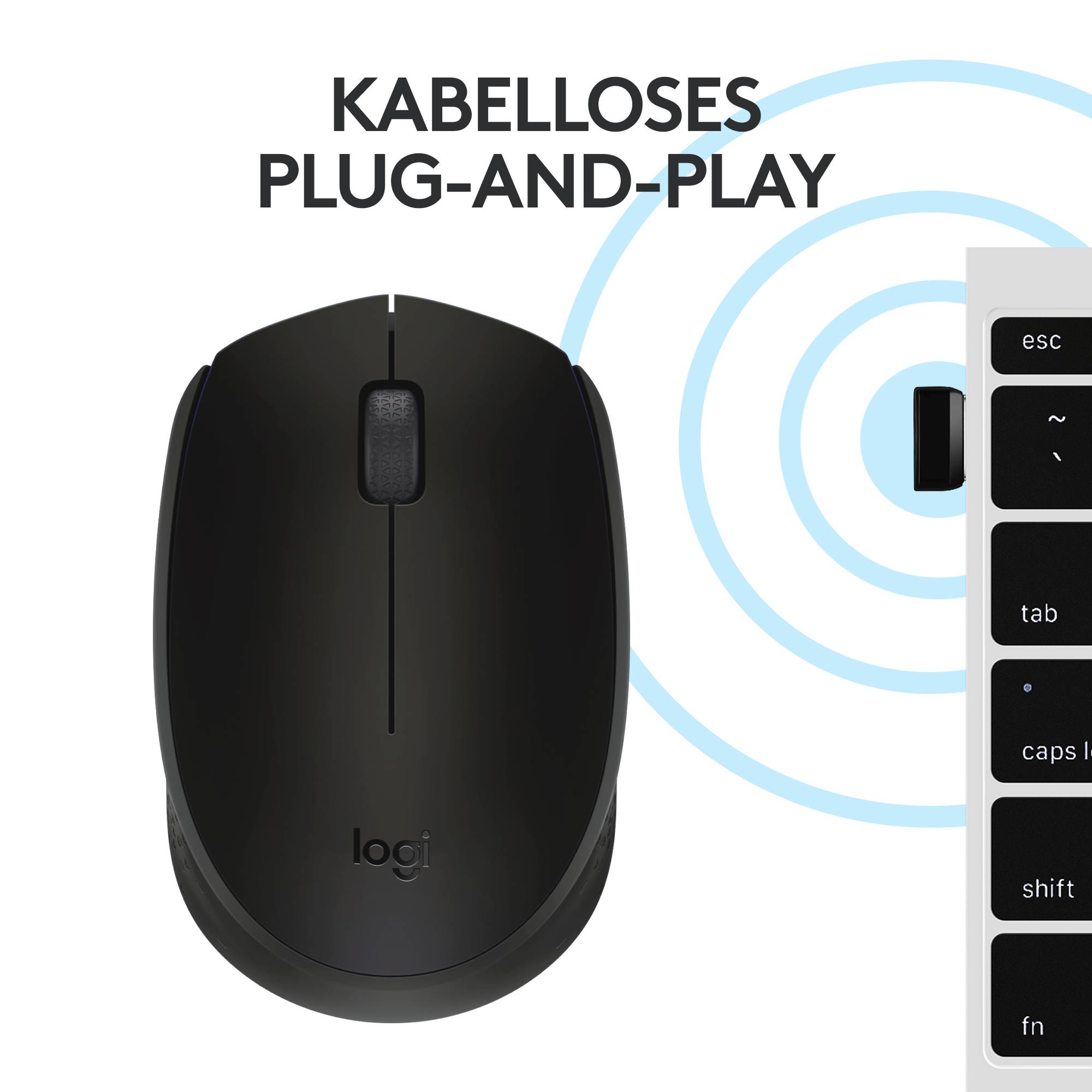 Logitech M171 Maus Kabellos, Funk Optisch Schwarz, Grau 3 Tasten 1000 dpi