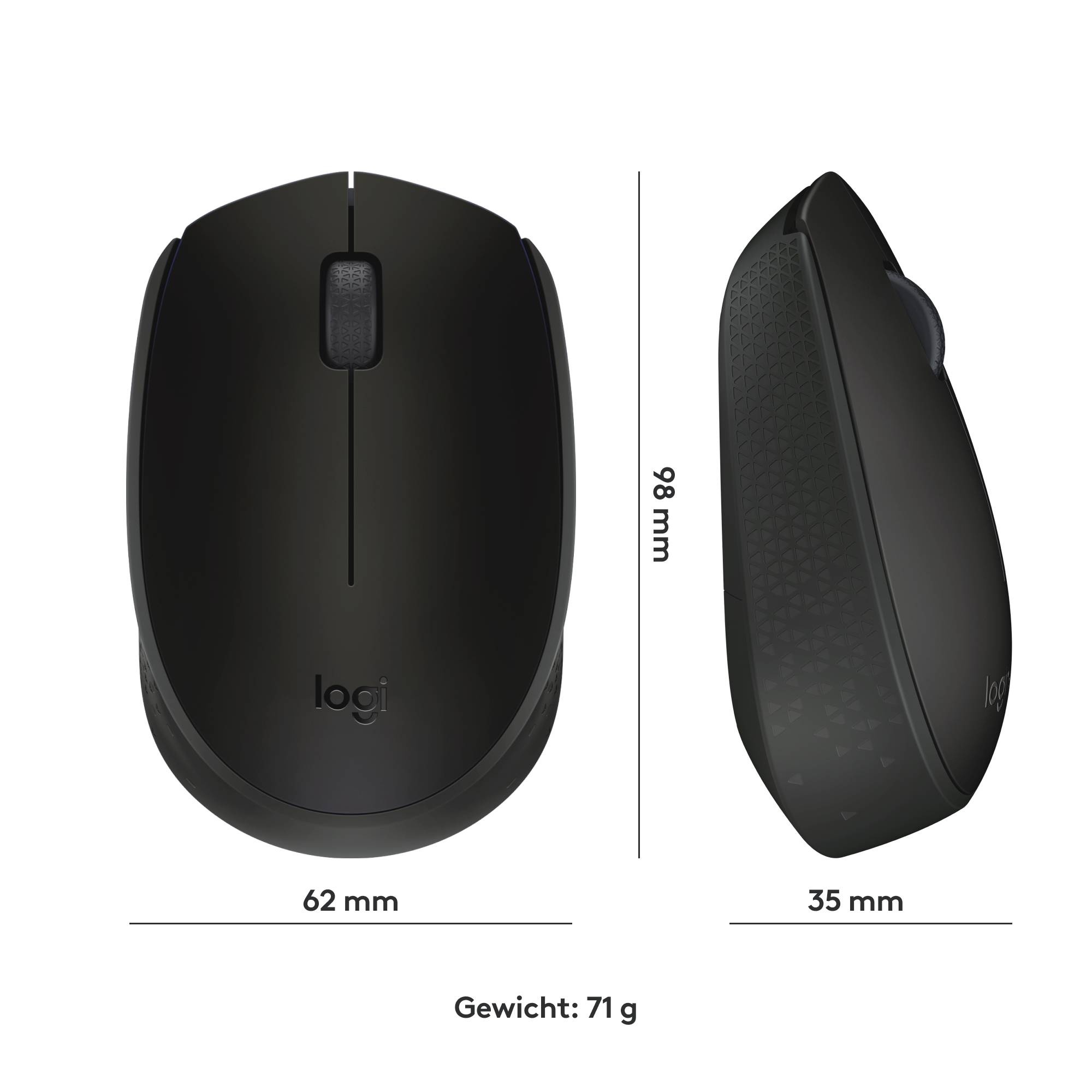 Logitech M171 Maus Kabellos, Funk Optisch Schwarz, Grau 3 Tasten 1000 dpi