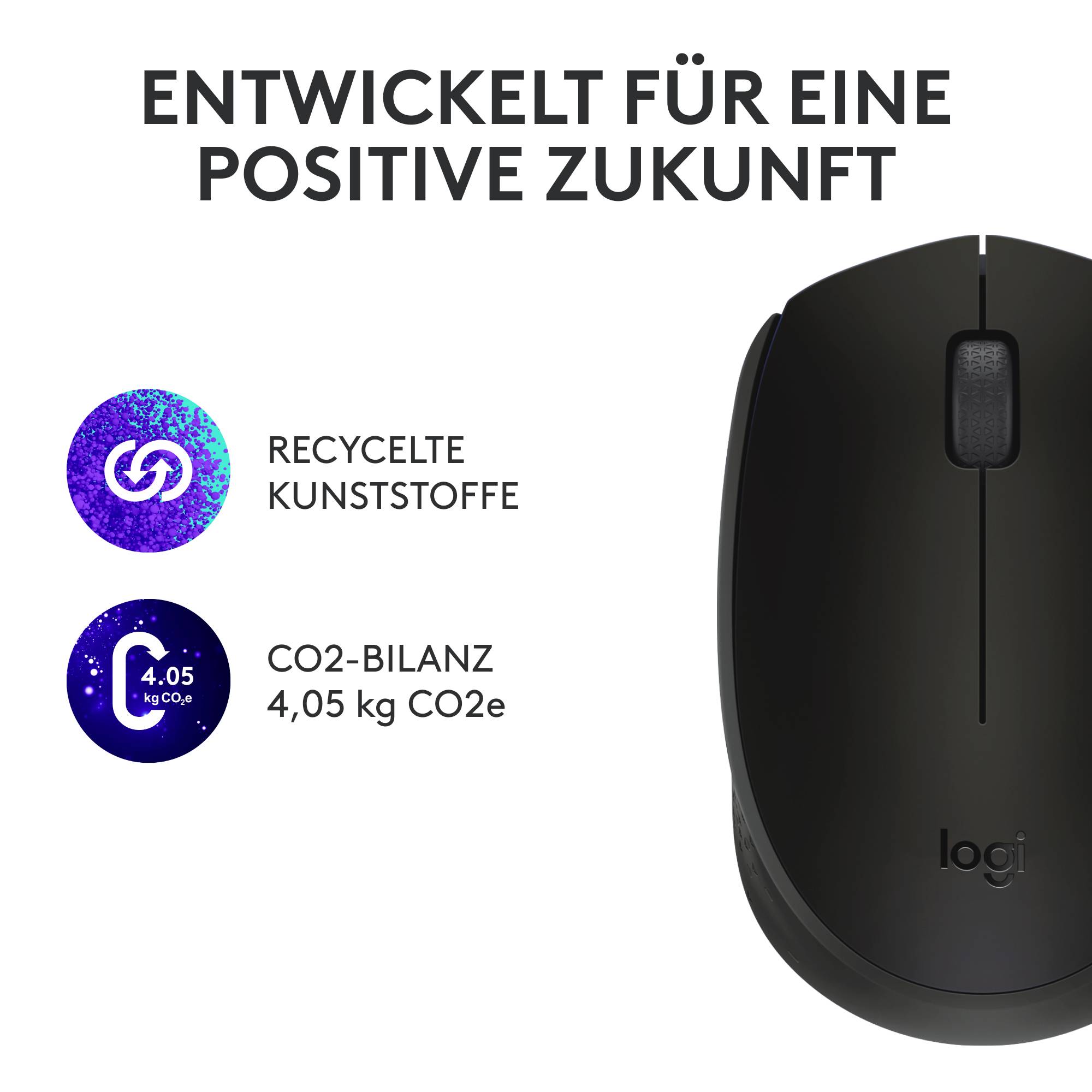 Logitech M171 Maus Kabellos, Funk Optisch Schwarz, Grau 3 Tasten 1000 dpi