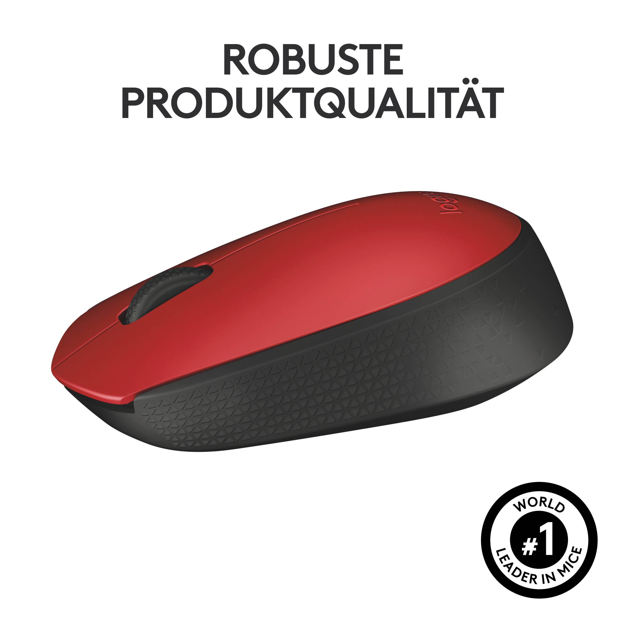 Logitech M171 Maus Kabellos, Funk Optisch Rot, Schwarz 3 Tasten 1000 dpi