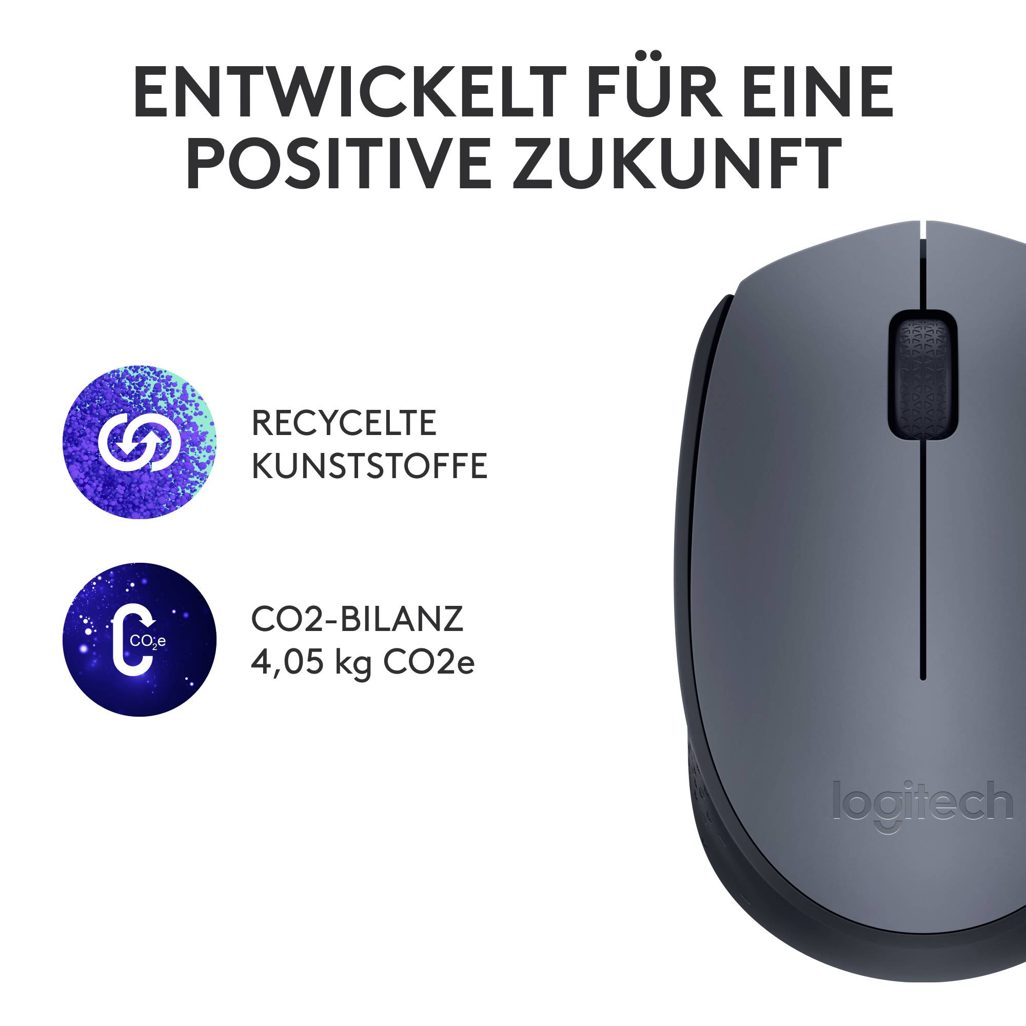 Logitech M170 Maus Funk Optisch Grau, Schwarz 3 Tasten