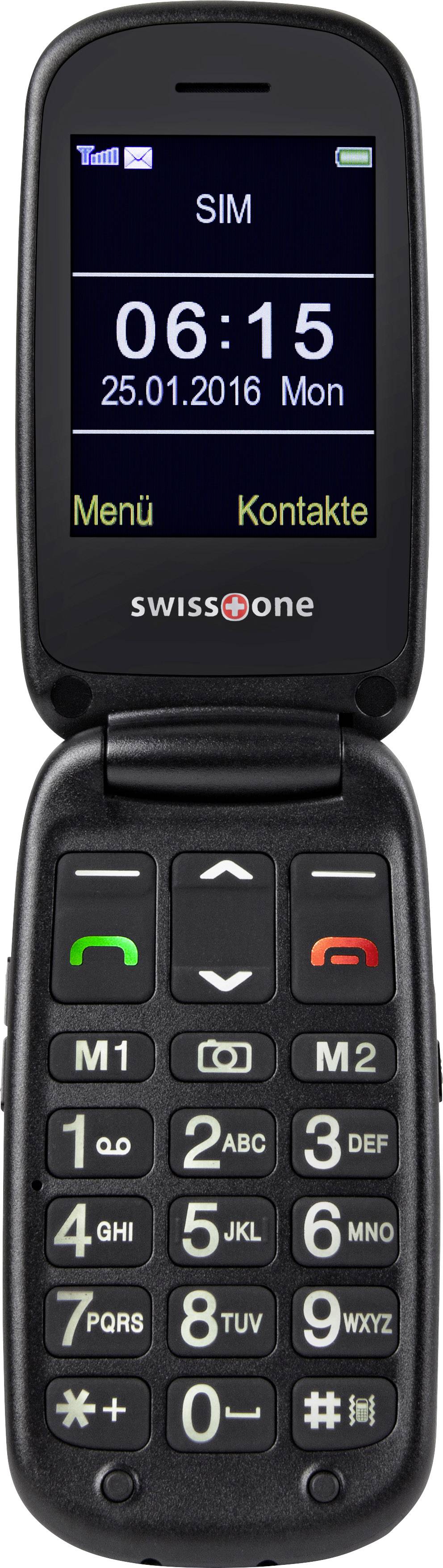 Swisstone BBM 615 Senioren-Klapp-Handy mit Ladestation, SOS Taste Schwarz