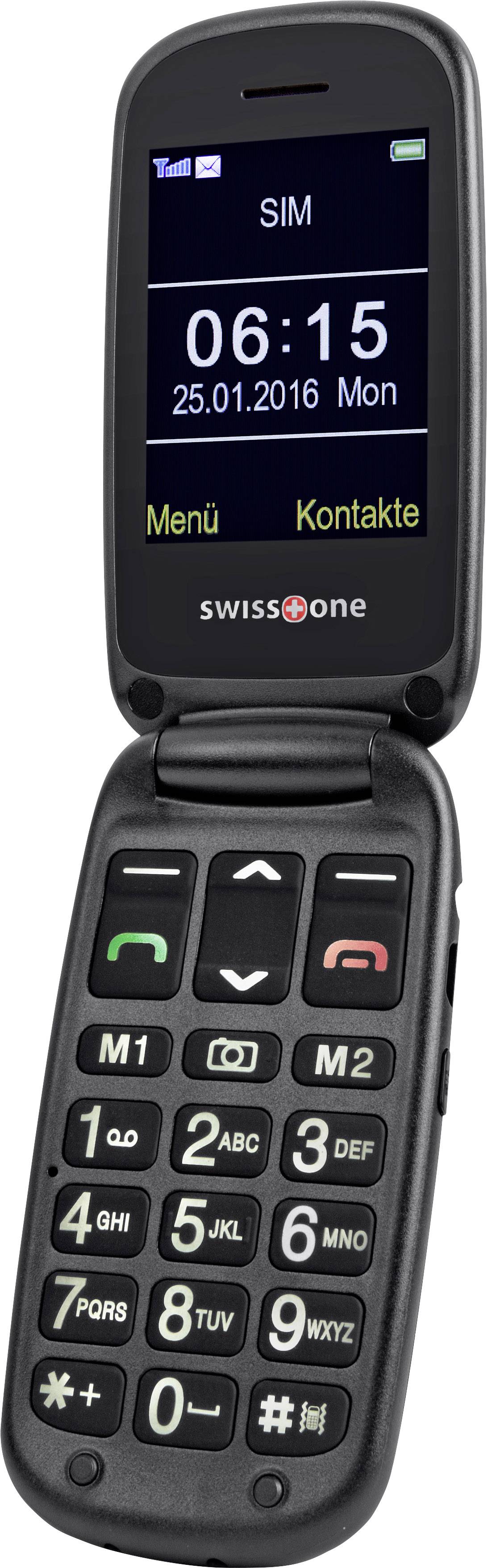 Swisstone BBM 615 Senioren-Klapp-Handy mit Ladestation, SOS Taste Schwarz