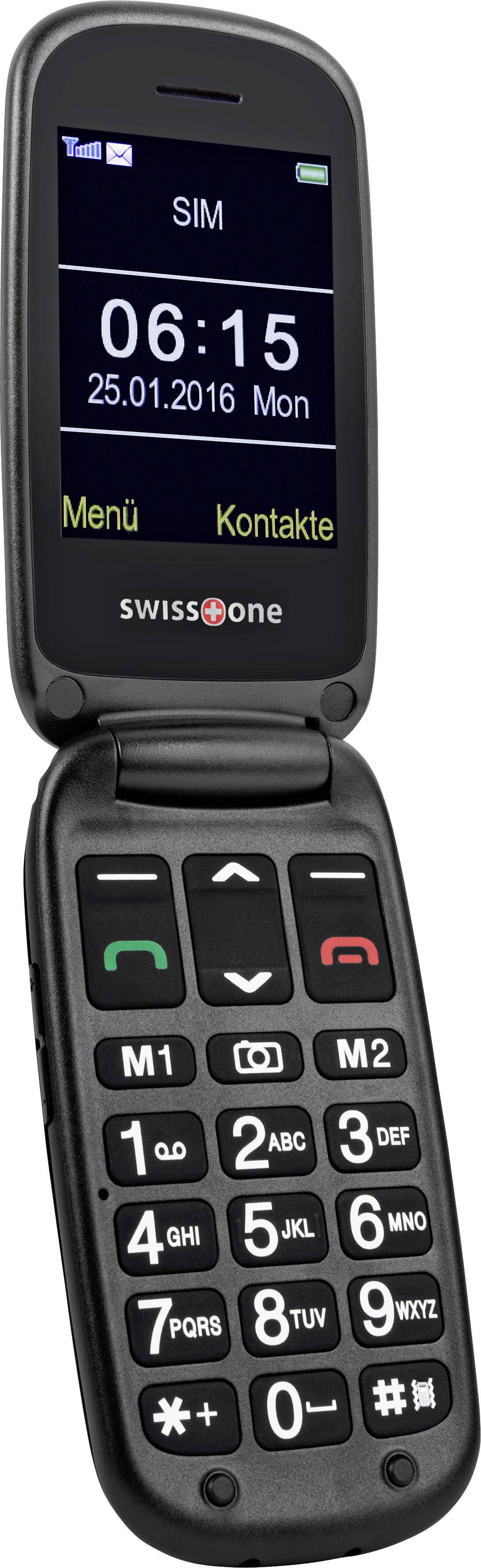 Swisstone BBM 615 Senioren-Klapp-Handy mit Ladestation, SOS Taste Schwarz