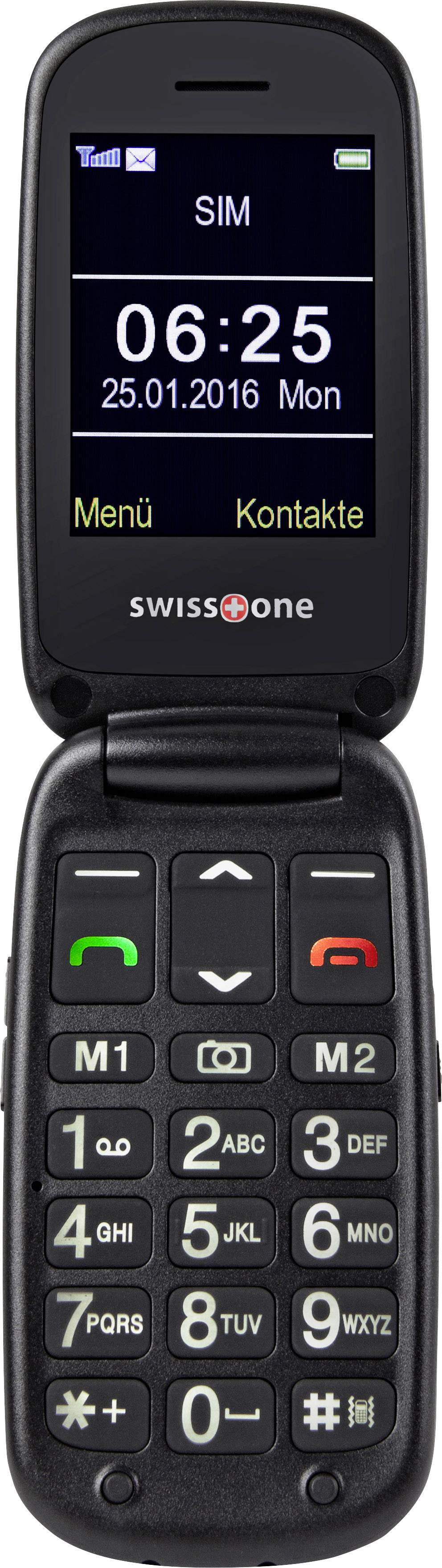 Swisstone BBM 625 Senioren-Klapp-Handy mit Ladestation, SOS Taste Schwarz