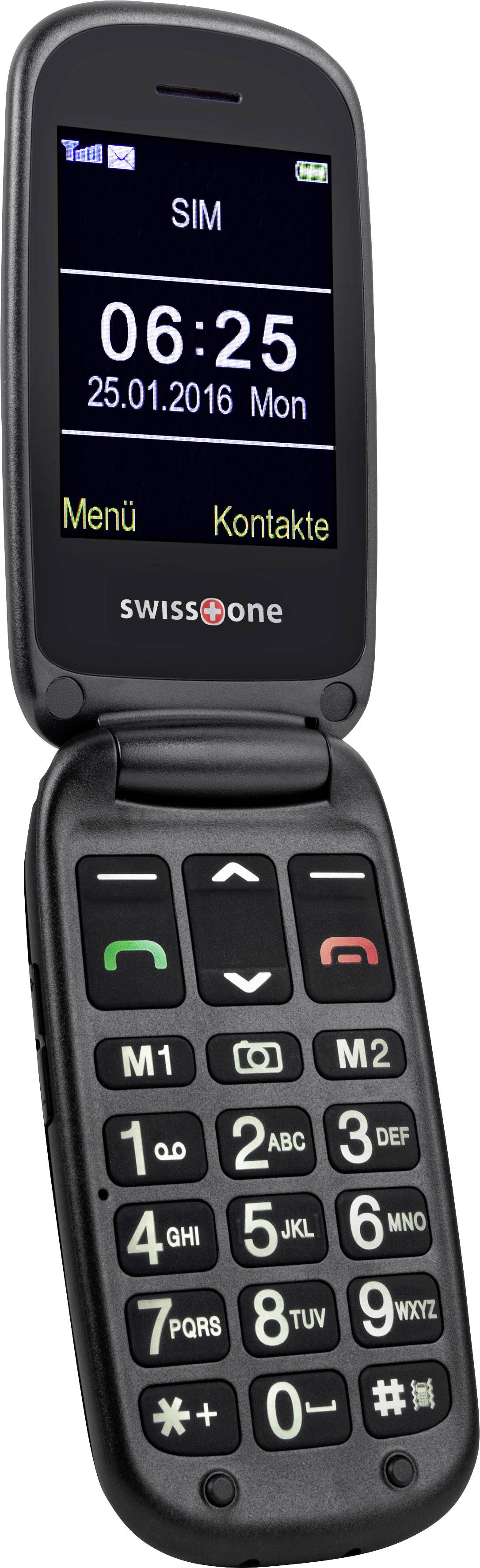 swisstone BBM 625 Senioren-Klapp-Handy mit Ladestation, SOS Taste Schwarz