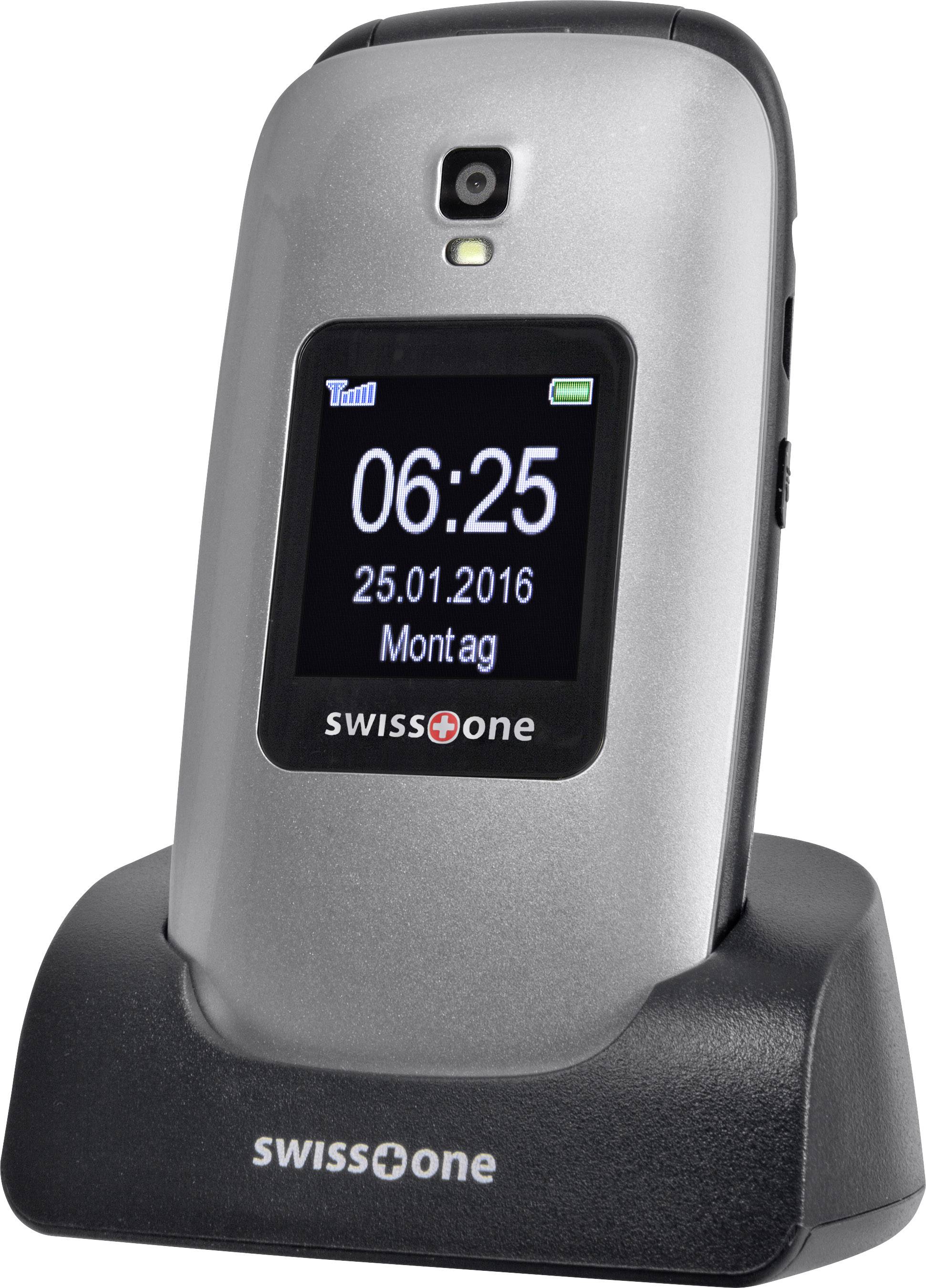Swisstone BBM 625 Senioren-Klapp-Handy mit Ladestation, SOS Taste Schwarz