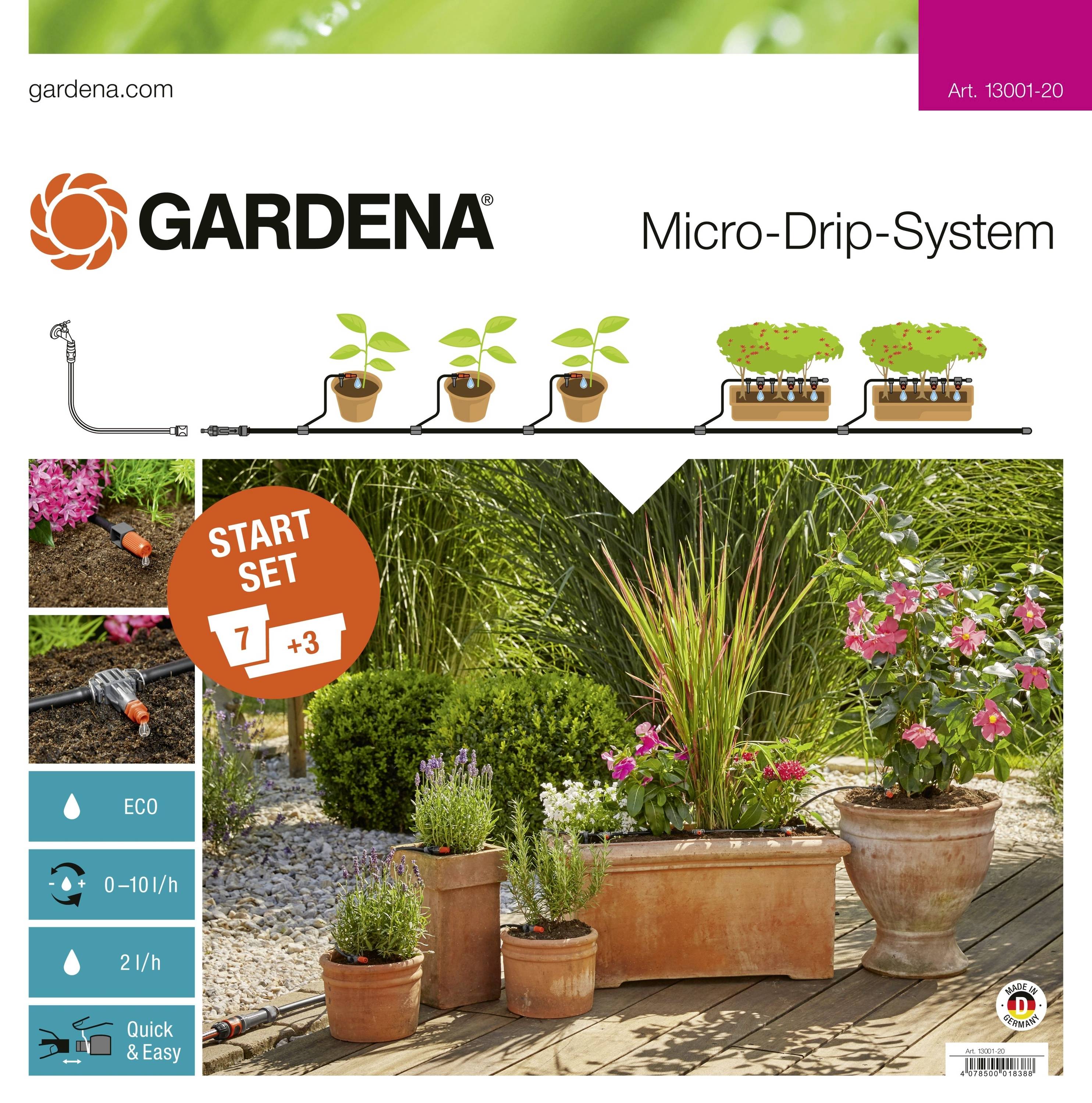 GARDENA Micro-Drip System Start-Set Pflanztöpfe M 13 mm (1/2") Ø Schlauchlänge: 25 m 13001-20