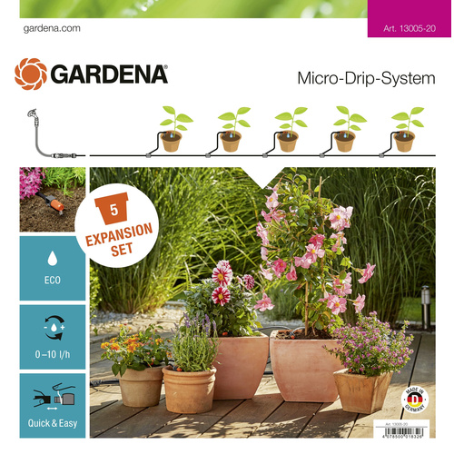 Gardena Micro-Drip System Erweiterungsset Pflanztöpfe 13 mm (1/2") Ø Schlauchlänge: 5 m 13005-20