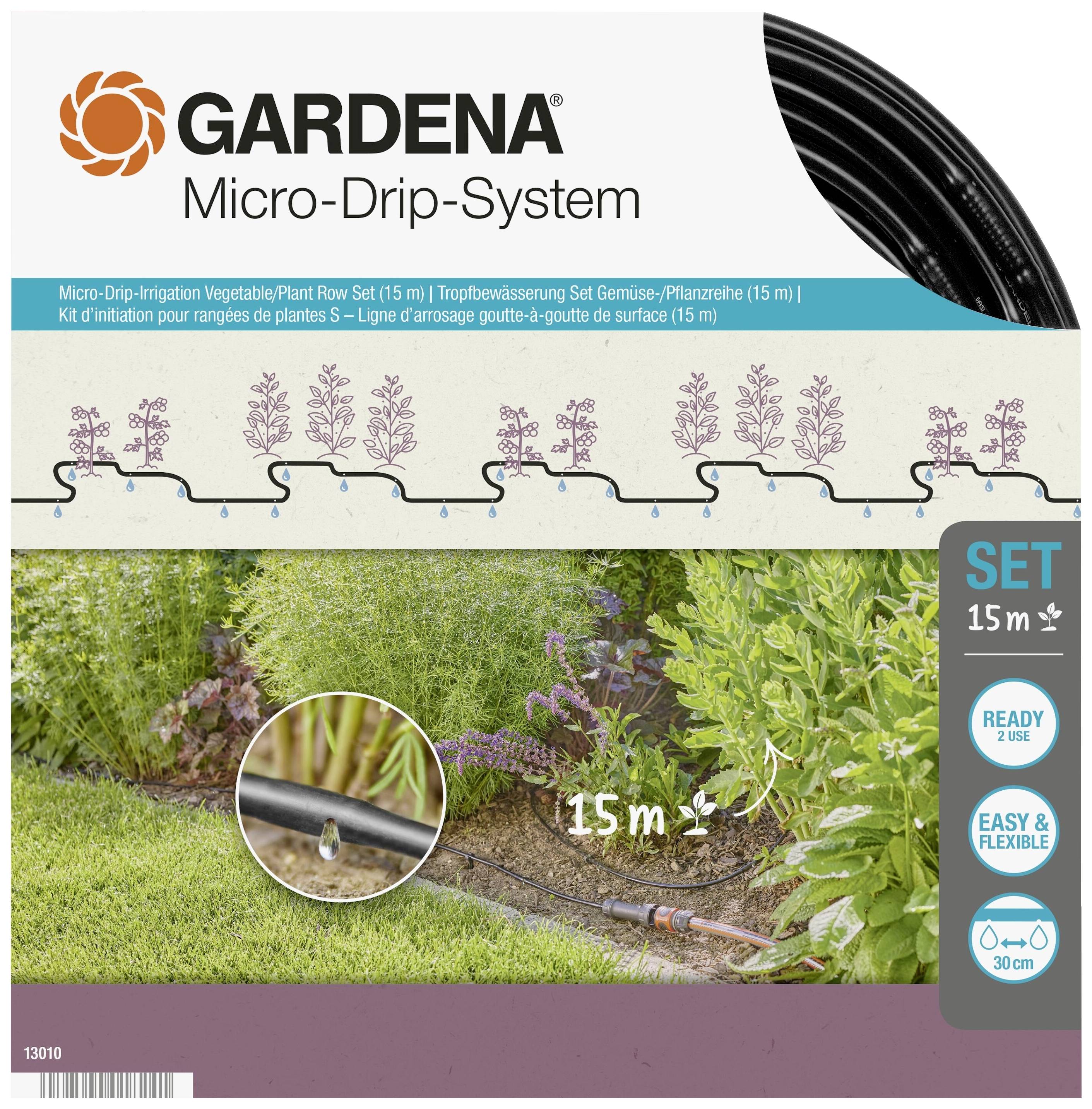 Gardena Micro-Drip System Start-Set Pflanzreihen S 4,6mm (3/16") Schlauchlänge: 15m 13010-20
