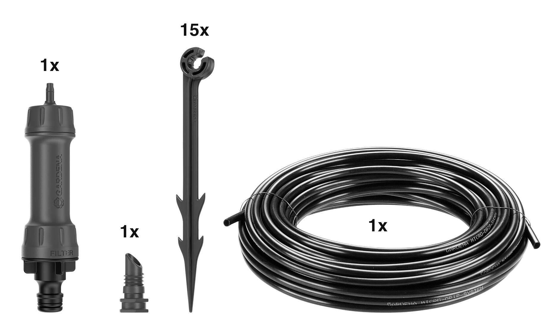 Gardena Micro-Drip System Start-Set Pflanzreihen S 4,6mm (3/16") Schlauchlänge: 15m 13010-20