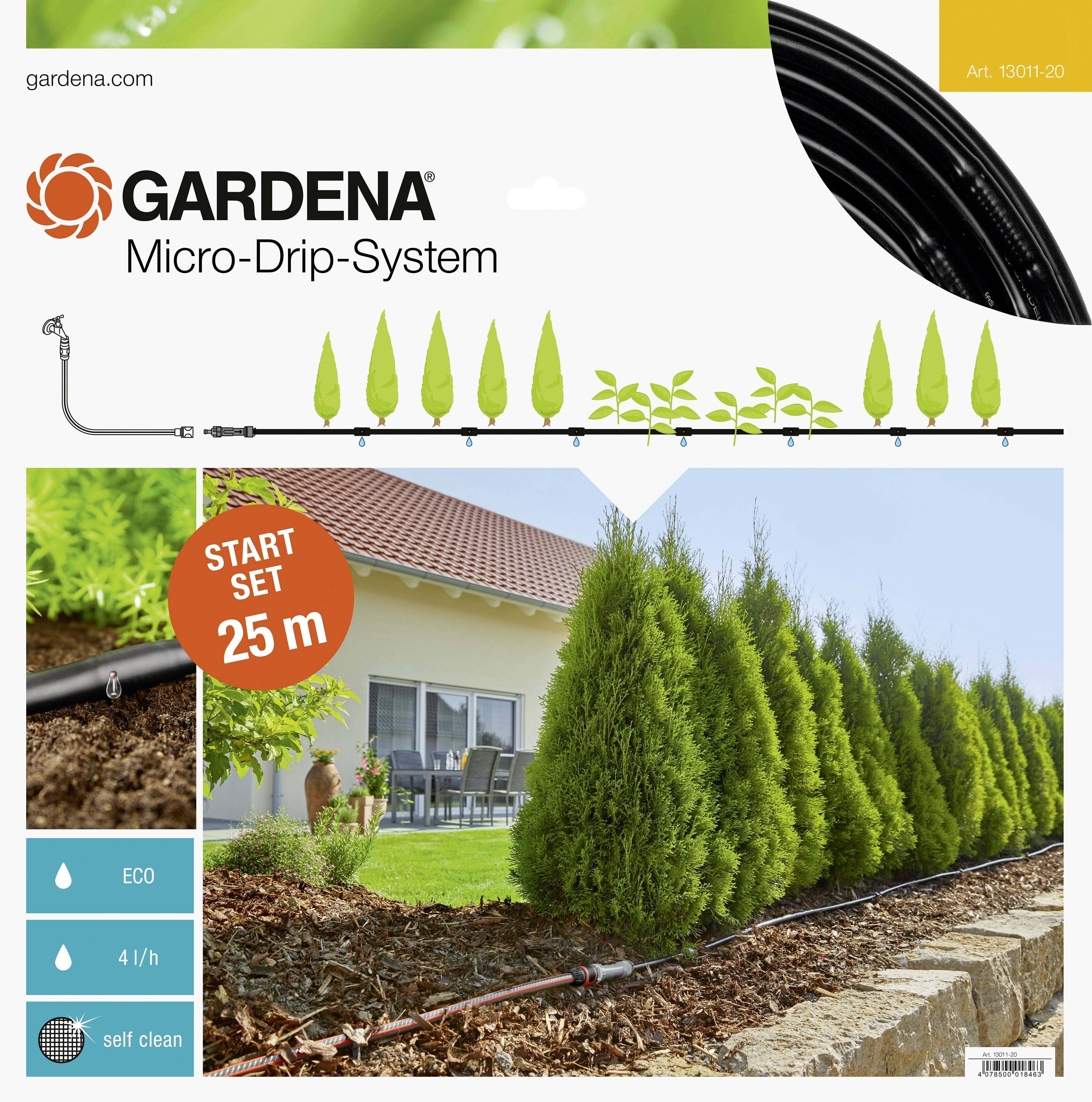 GARDENA Micro-Drip System 13011-20 Start-Set Pflanzreihen M 13 mm (1/2") Ø Schlauchlänge: 25 m