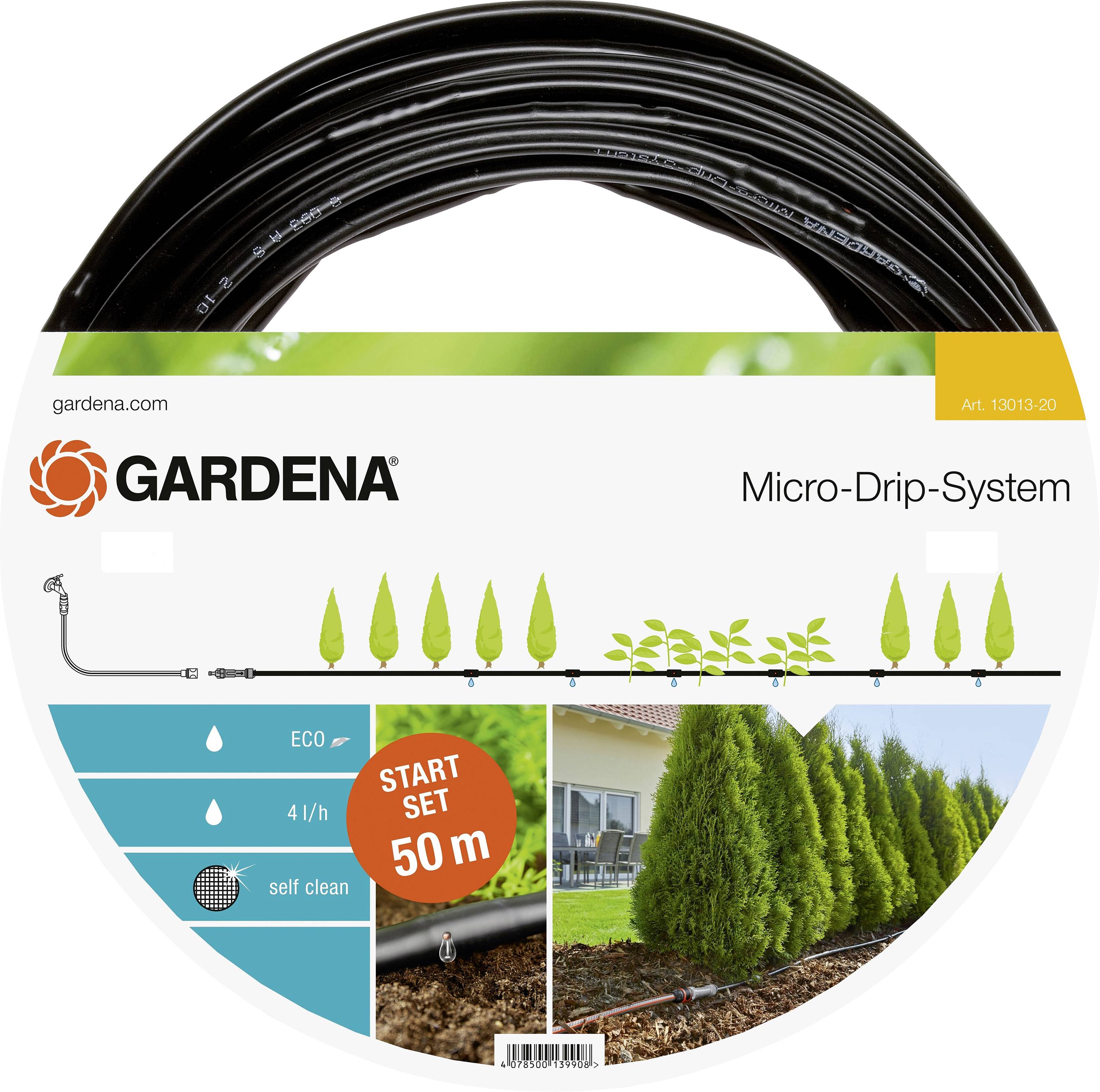 GARDENA Micro-Drip System 13013-20 Start-Set Pflanzreihe L 13 mm (1/2") Ø Schlauchlänge: 50 m
