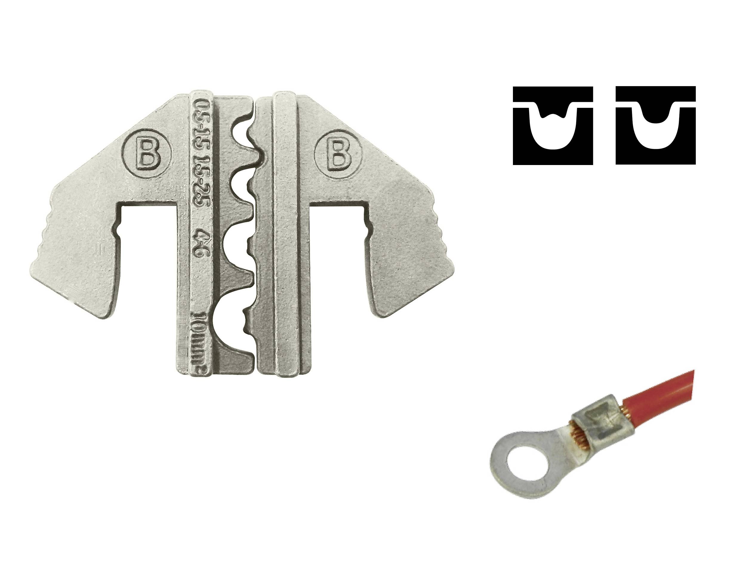 TOOLCRAFT PLE-0B Crimp-Einsätze Unisolierte Kabelschuhe Quetschbereich: 1.5 bis 10mm² Passend für Marke (Zangen): TOOLCRAFT PZ-500