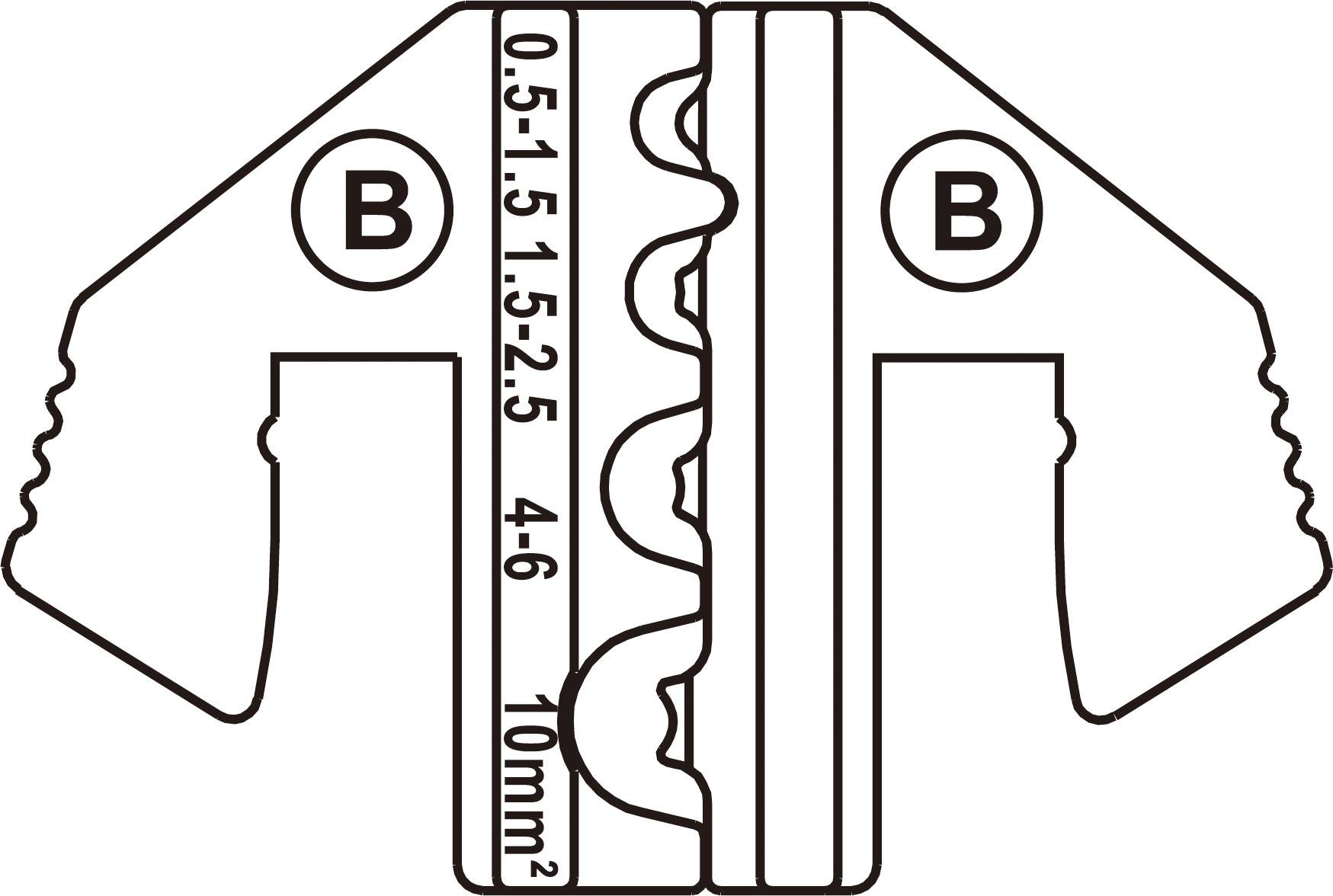 TOOLCRAFT PLE-0B Crimp-Einsätze Unisolierte Kabelschuhe Quetschbereich: 1.5 bis 10mm² Passend für Marke (Zangen): TOOLCRAFT PZ-500