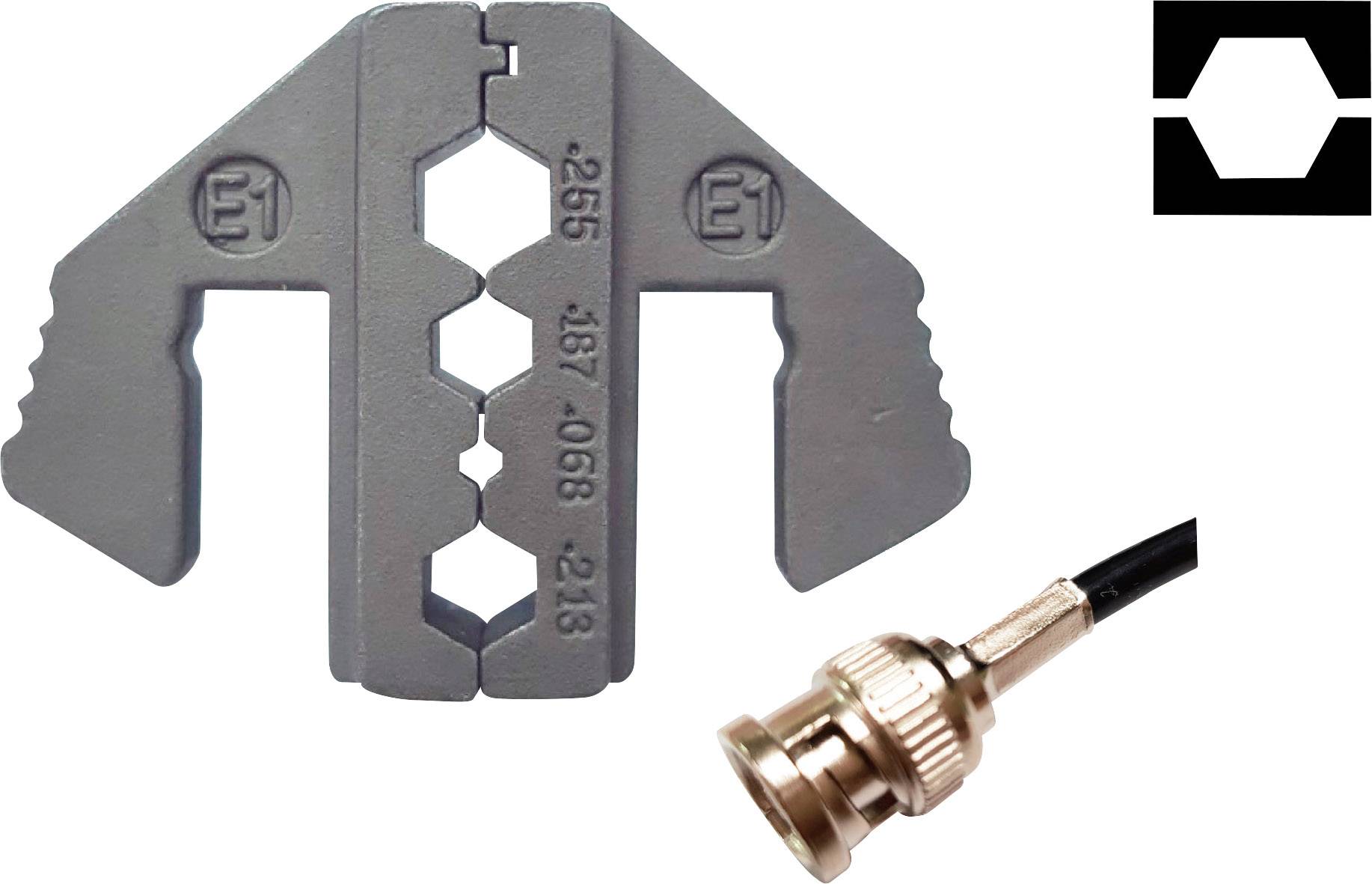 TOOLCRAFT PLE-0E1 Crimp-Einsätze Geeignet für Kabeltyp: RG58, RG59, RG62, RG174 Passend für Marke (Zangen): TOOLCRAFT PZ-500