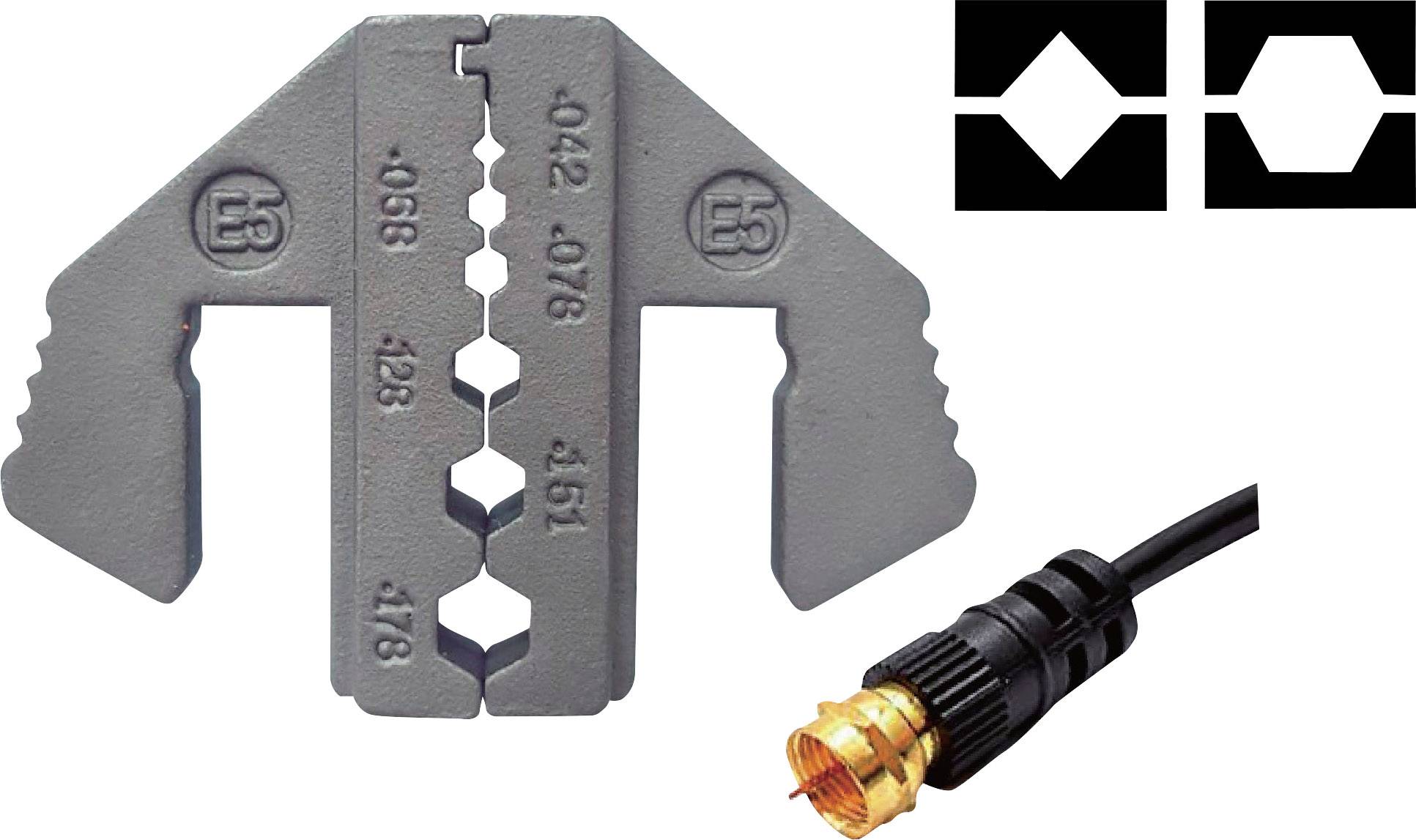 TOOLCRAFT PLE-0E5 Crimp-Einsätze Geeignet für Kabeltyp: RG174, RG179, RG8218 Passend für Marke (Zangen): TOOLCRAFT PZ-500