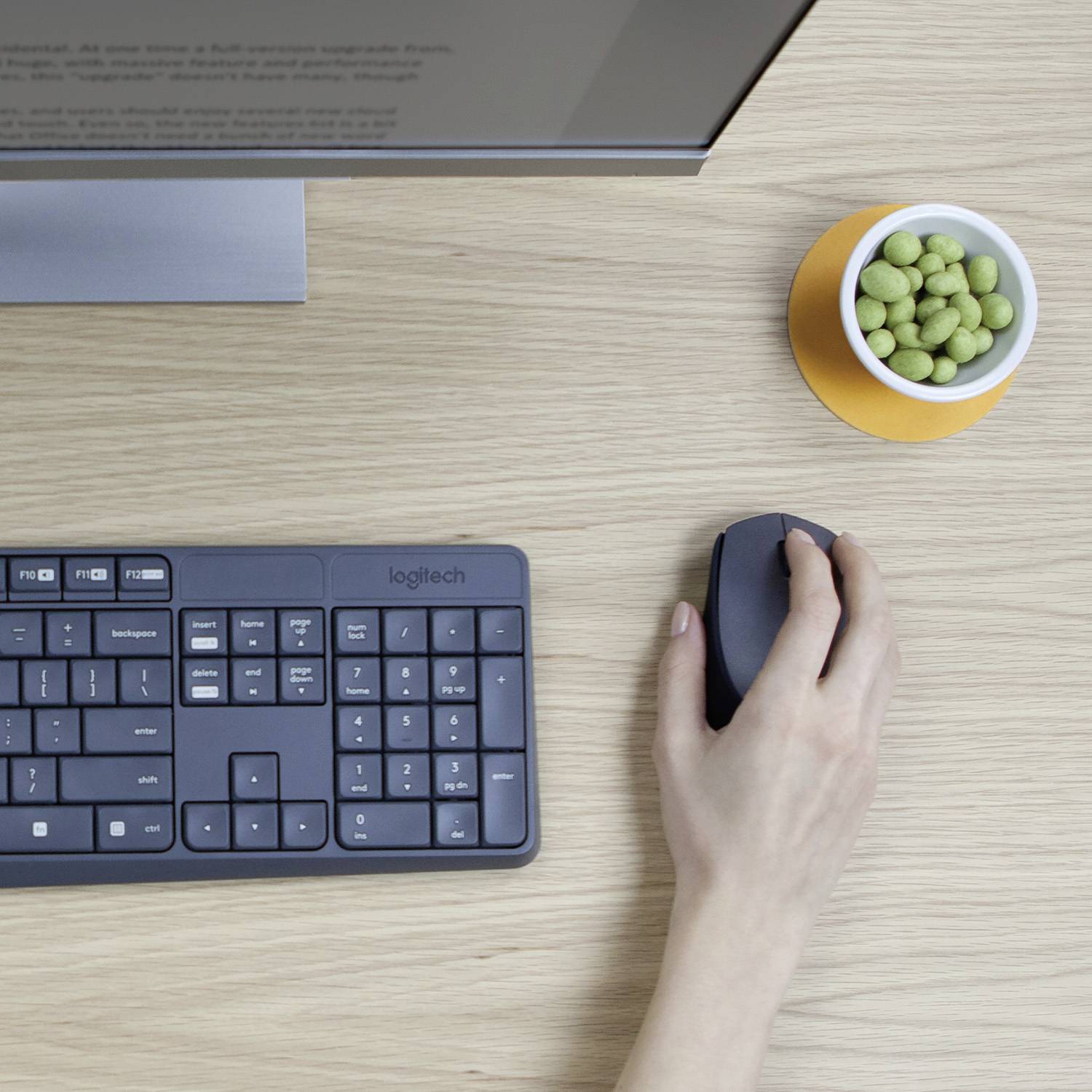 Logitech MK235 Funk Tastatur, Maus-Set Spritzwassergeschützt Deutsch, QWERTZ Schwarz