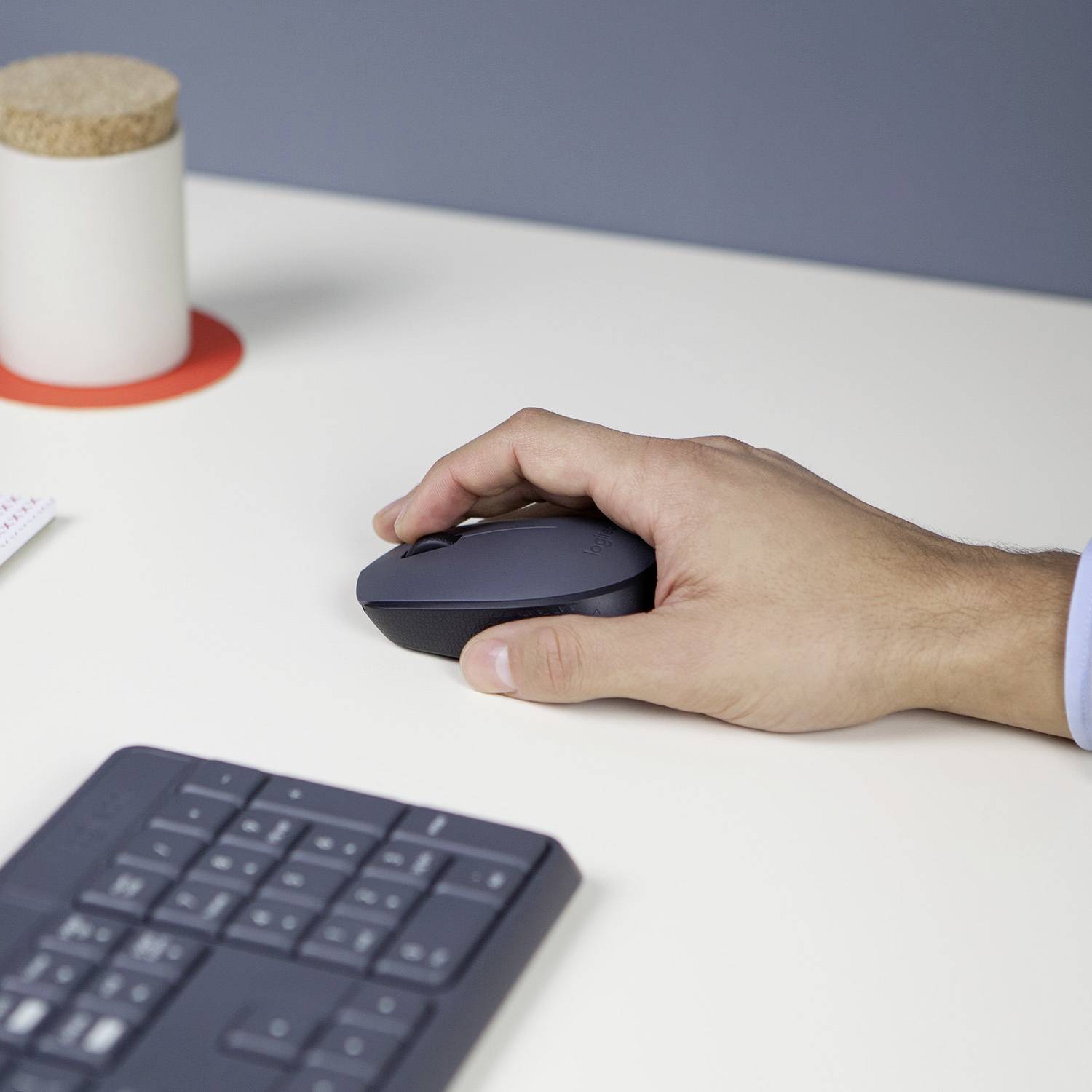 Logitech MK235 Funk Tastatur, Maus-Set Spritzwassergeschützt Deutsch, QWERTZ Schwarz