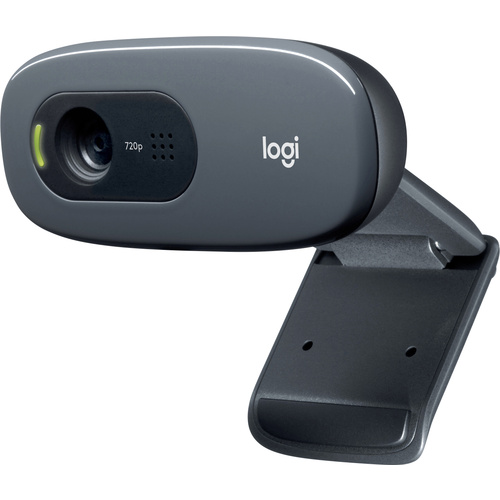 Webcam HD 1280 x 720 Pixel Logitech C270 pied de support, support à pince