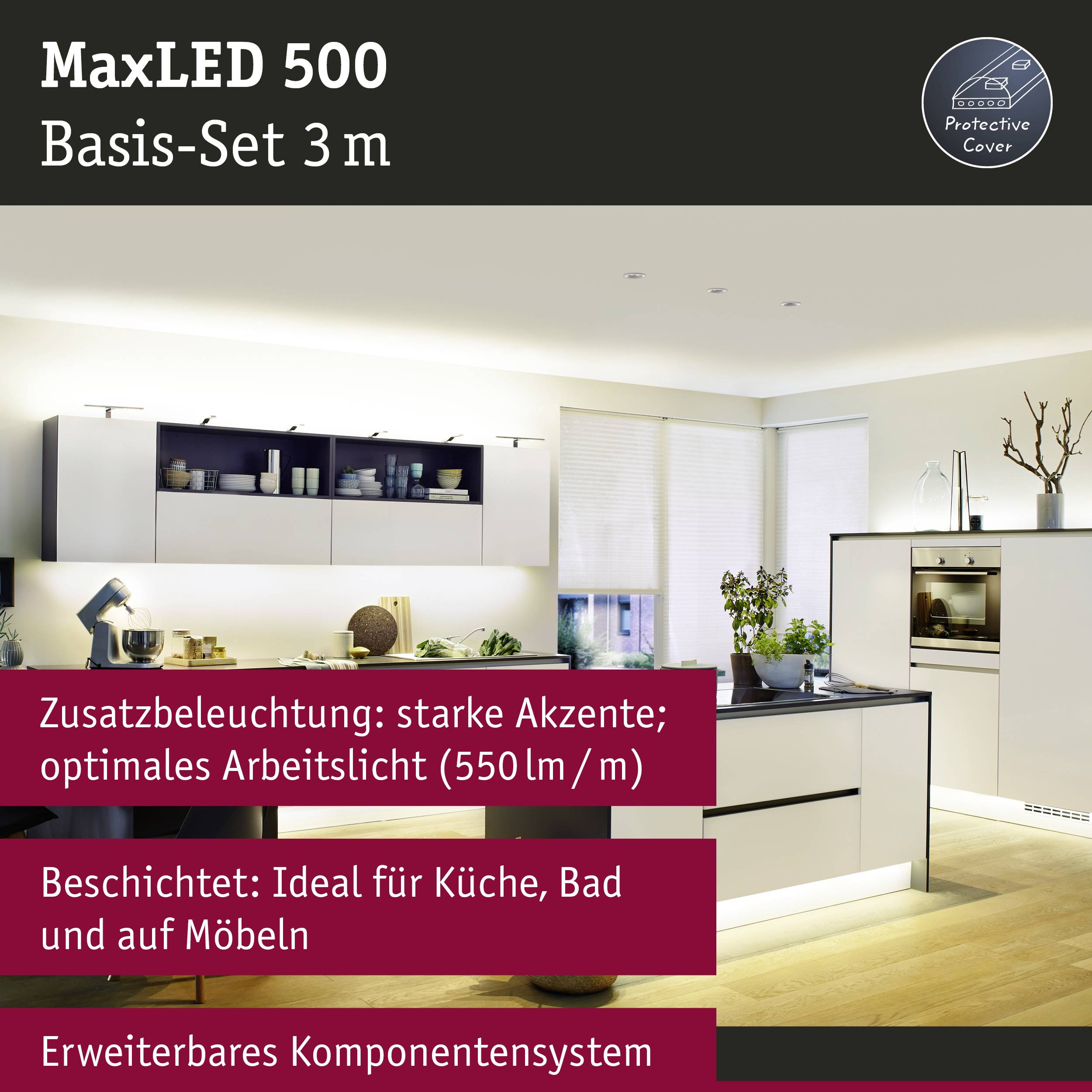 Paulmann MaxLED 500 70666 LED-Streifen-Basisset mit Stecker 24 V 3 m Warmweiß 1 St.