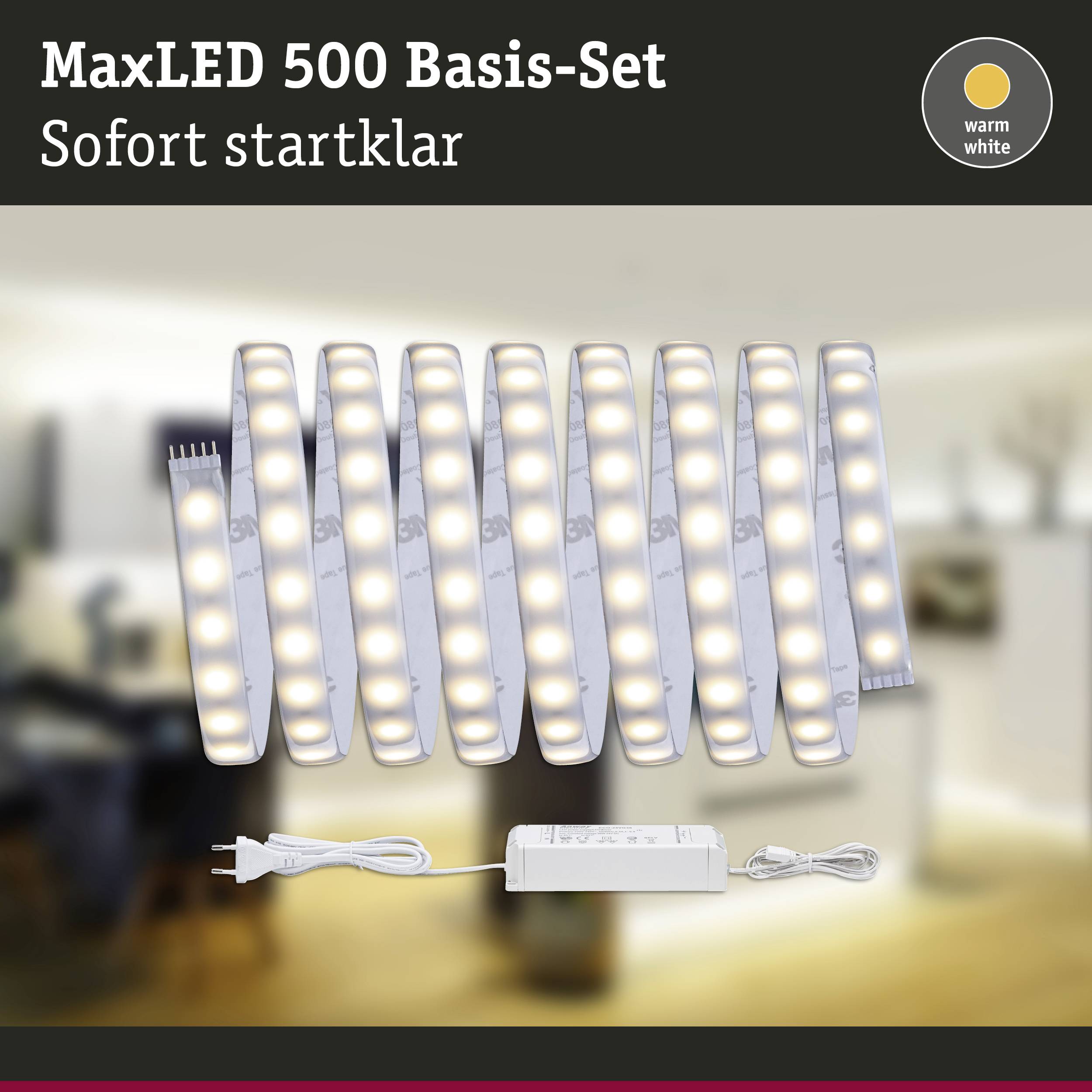 Paulmann MaxLED 500 70666 LED-Streifen-Basisset mit Stecker 24V 3m Warmweiß 1St.