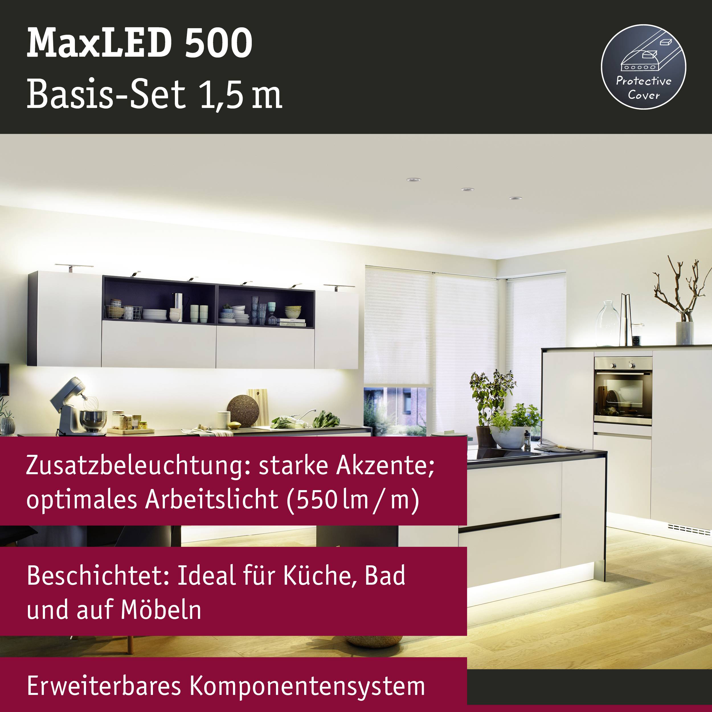Paulmann MaxLED 500 70668 LED-Streifen-Basisset mit Stecker 24V 1.5m Warmweiß 1St.