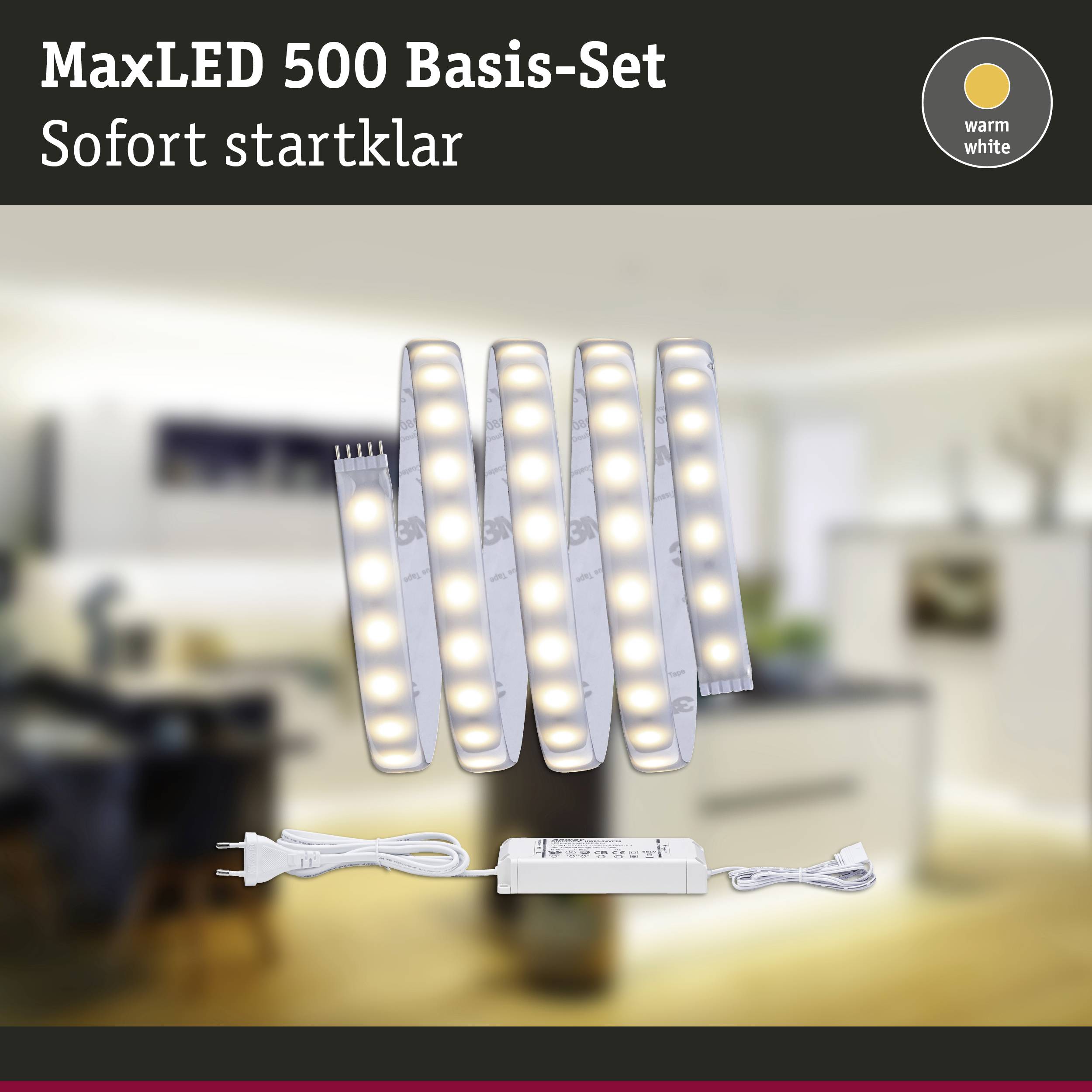 Paulmann MaxLED 500 70668 LED-Streifen-Basisset mit Stecker 24V 1.5m Warmweiß 1St.