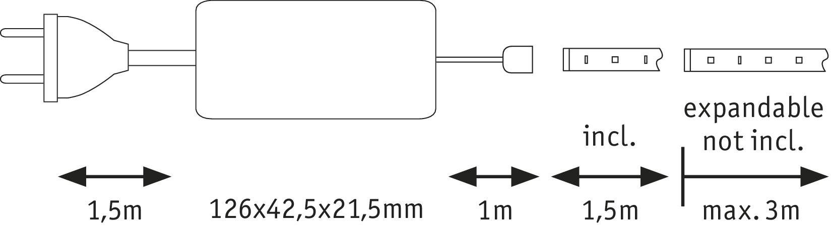 Paulmann MaxLED 500 70668 LED-Streifen-Basisset mit Stecker 24V 1.5m Warmweiß 1St.