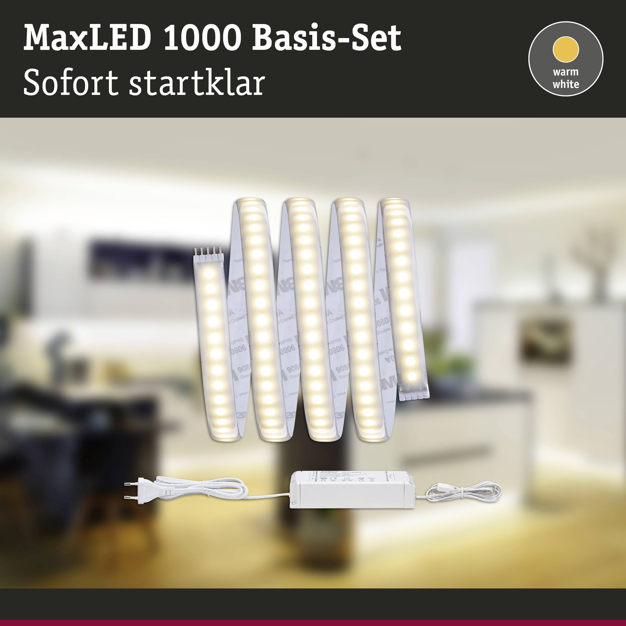 Paulmann MaxLED 1000 70672 LED-Streifen-Basisset mit Stecker 24V 1.5m Warmweiß 1St.