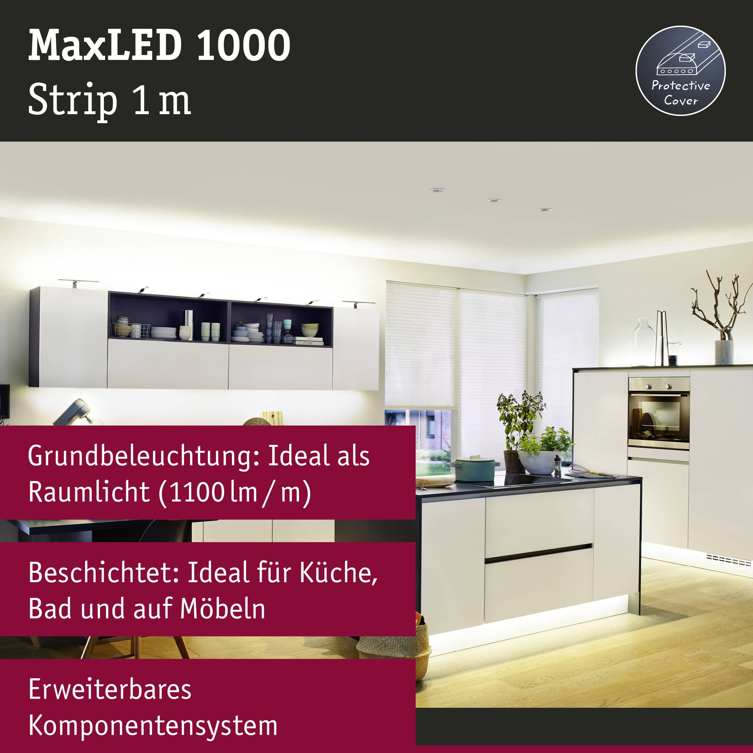 Paulmann MaxLED 1000 70676 LED-Streifen-Erweiterung mit Stecker 24V 1m Warmweiß 1St.