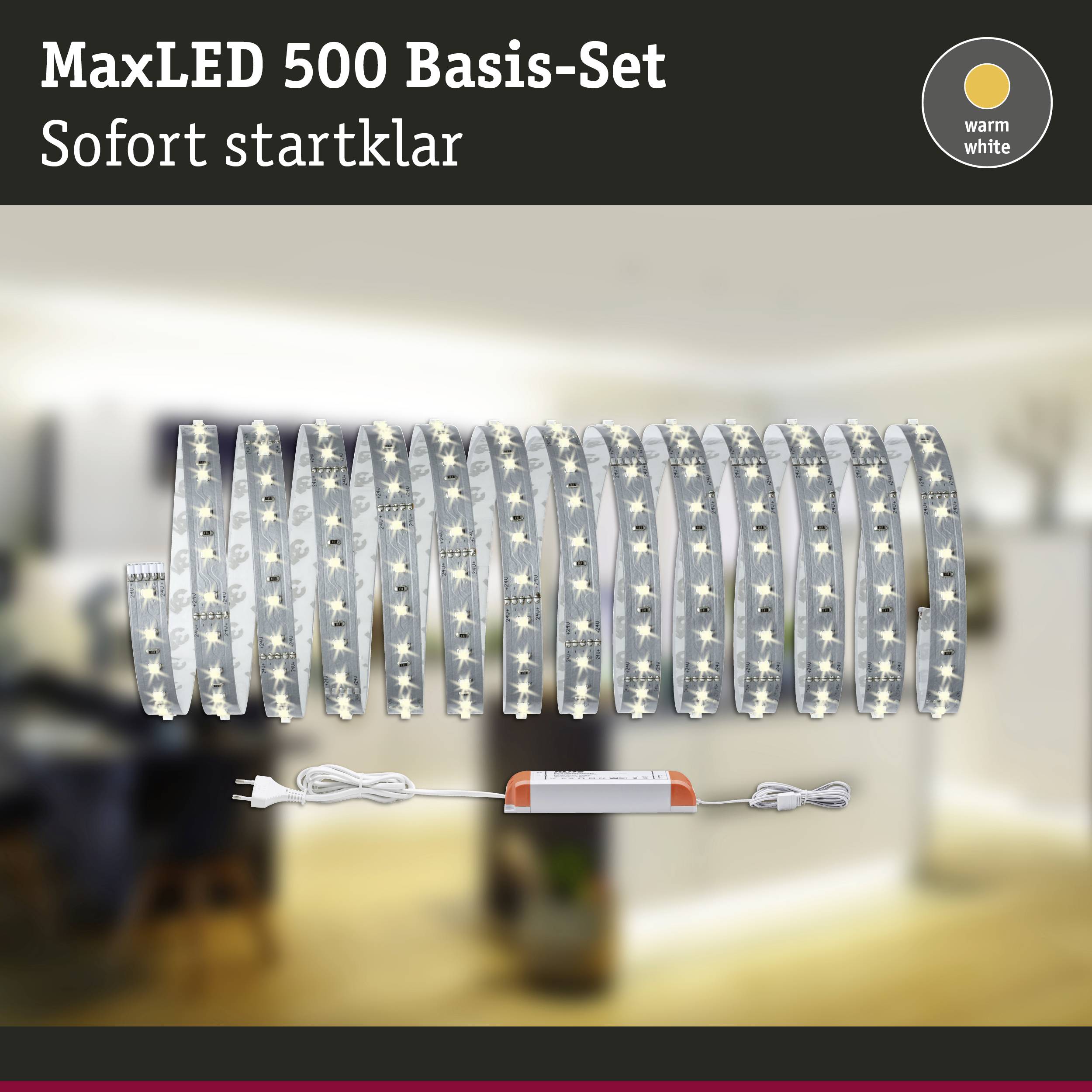 Paulmann MaxLED 500 70604 LED-Streifen-Basisset mit Stecker 24V 5m Warmweiß 1St.