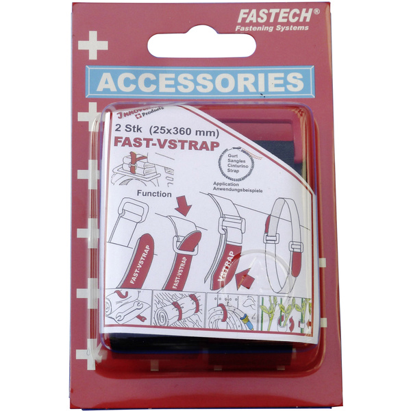 FASTECH® 688-360K Klettband mit Gurt Haft- und Flauschteil (L x B) 360mm x 25mm Schwarz 2St.