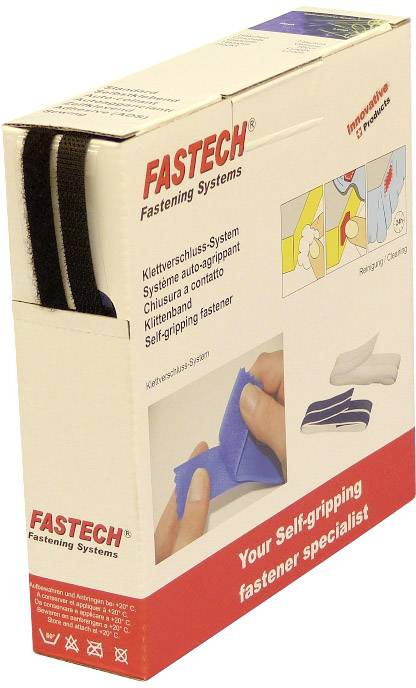 FASTECH® B10-SKL999910 Klettband zum Aufkleben Hotmelt Haft- und Flauschteil (L x B) 10m x 10mm Schwarz 10m