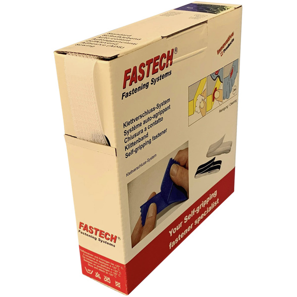 FASTECH® B25-OMNI-000010 Klettband zum Aufnähen, zum Bündeln Haft- und Flauschteil (L x B) 10m x 25mm Weiß 10m