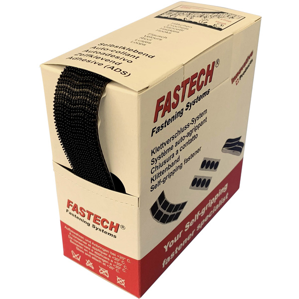 FASTECH® B25-SEF999905 Klettband zum Aufkleben Hotmelt Pilzkopf (L x B) 5m x 25mm Schwarz 5m