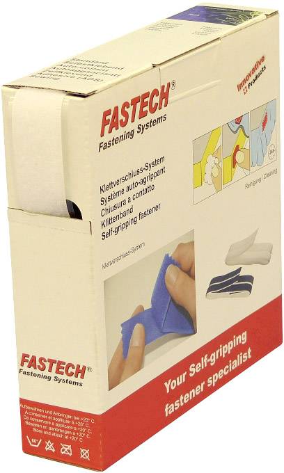 FASTECH® B25-SKL02000010 Klettband zum Aufkleben Hotmelt Flauschteil (L x B) 10 m x 25 mm Weiß 10 m